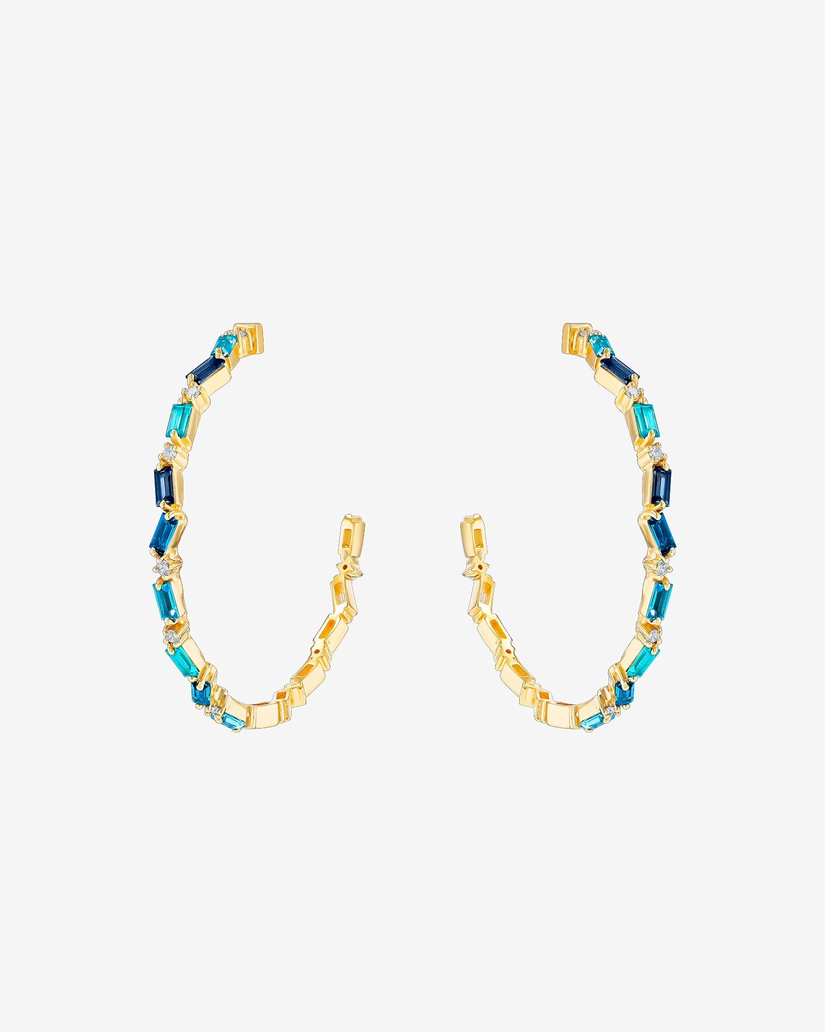 Kalan By Suzanne Kalan Amalfi Burst Vertical Blue Ombre Milli Hoops in 14k yellow gold