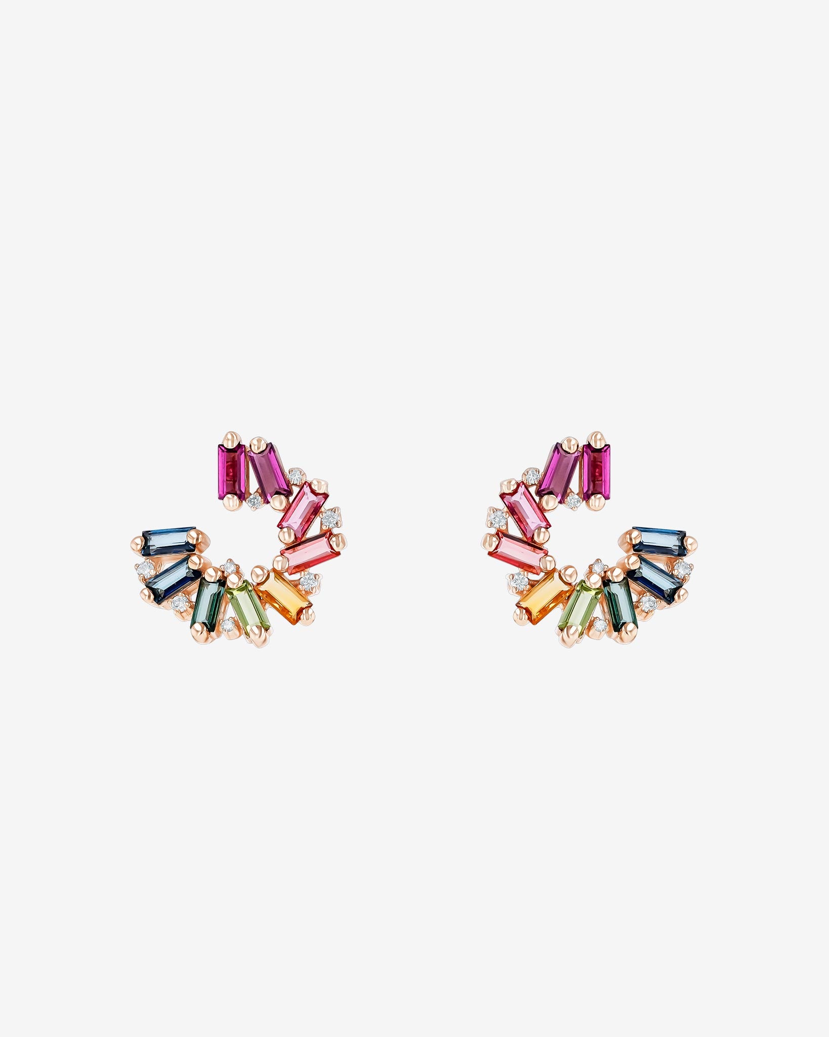 Kalan By Suzanne Kalan Amalfi Reborn Rainbow Sideways Mini Hoops in 14k rose gold