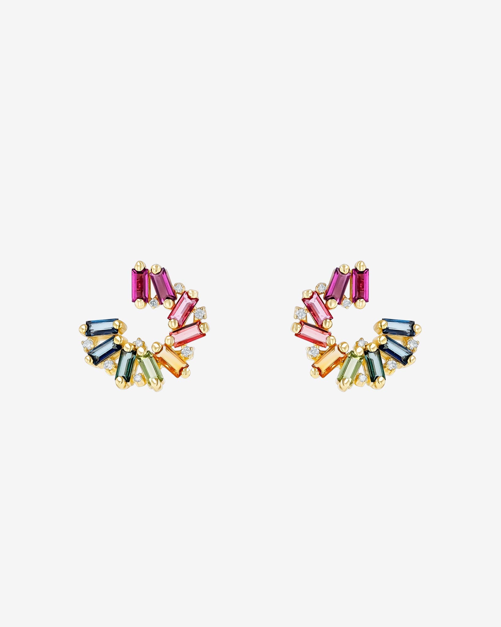 Kalan By Suzanne Kalan Amalfi Reborn Rainbow Sideways Mini Hoops in 14k yellow gold