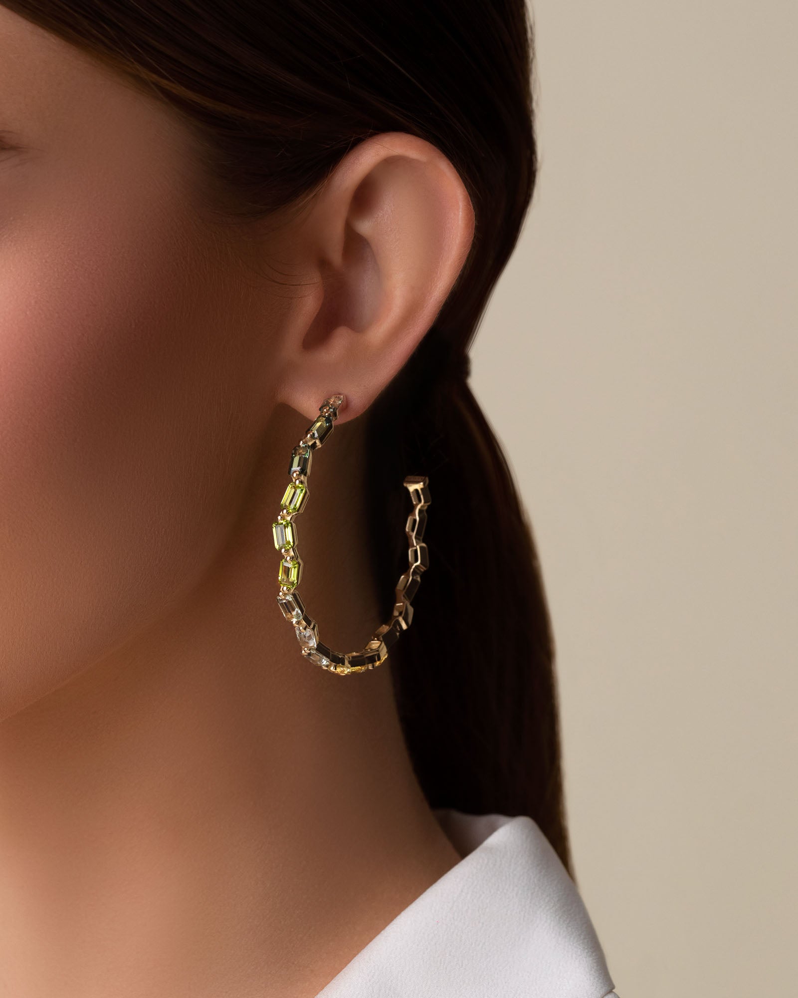 Kalan By Suzanne Kalan Ann Green Ombre Mega Hoops in 14k yellow gold