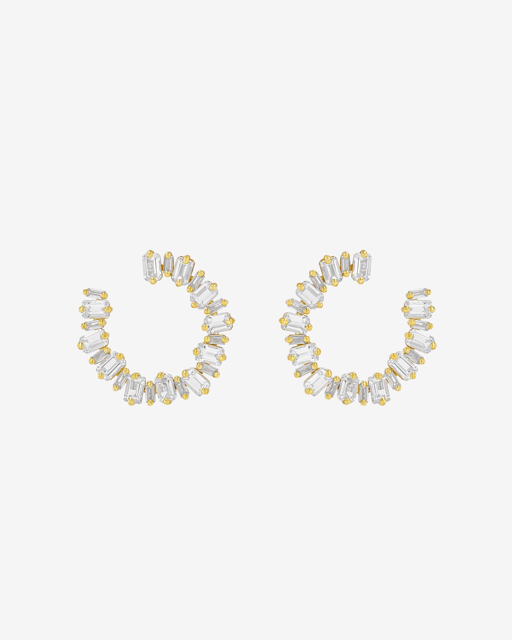 Kalan By Suzanne Kalan Ann White Topaz Milli Sideways Hoops in 14k yellow gold