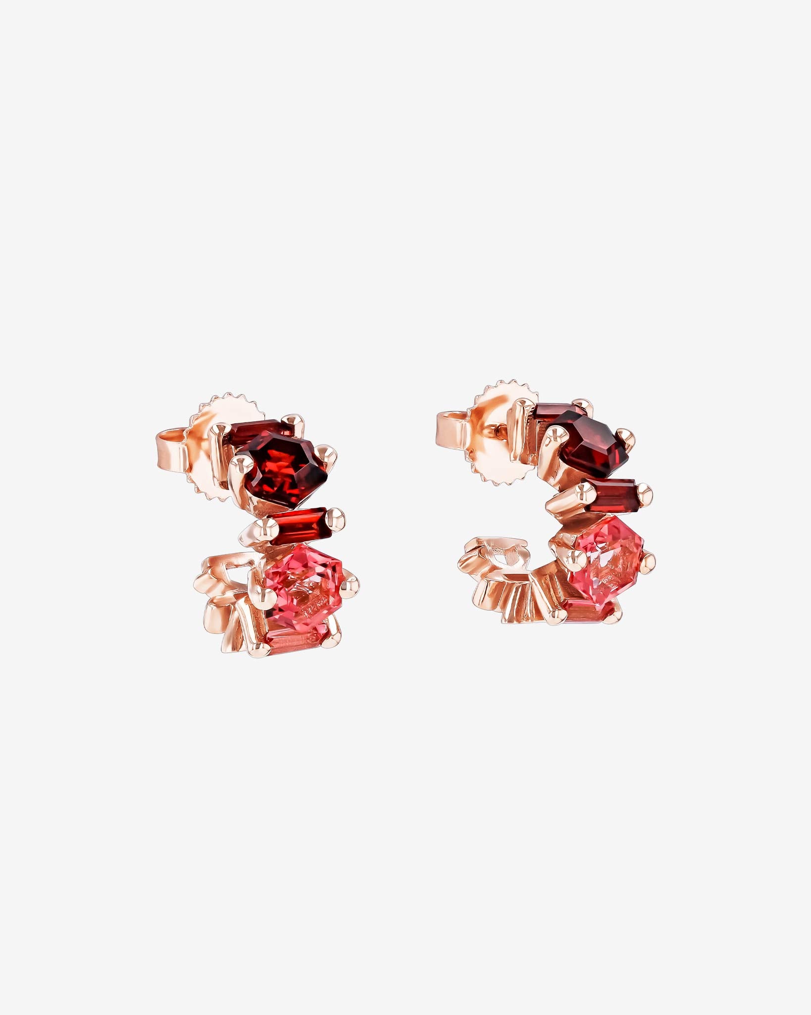 Kalan By Suzanne Kalan Nadima Blend Red Ombre Mini Hoops in 14k rose gold