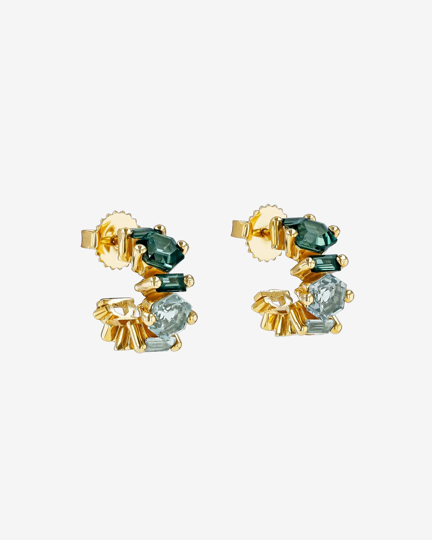 Kalan By Suzanne Kalan Nadima Blend Green Ombre Mini Hoops in 14k yellow gold