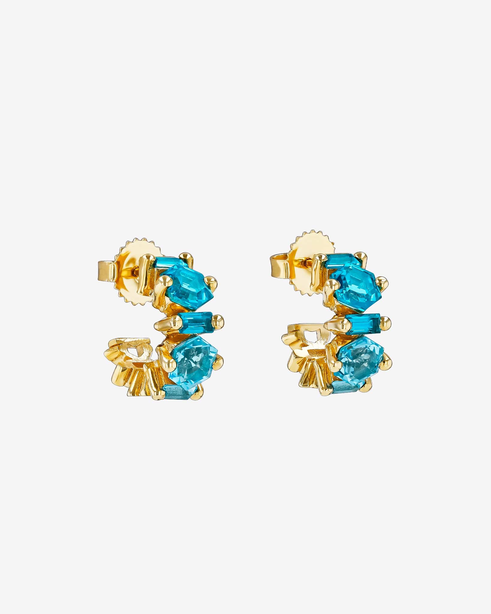 Kalan By Suzanne Kalan Nadima Blend Blue Ombre Mini Hoops in 14k yellow gold
