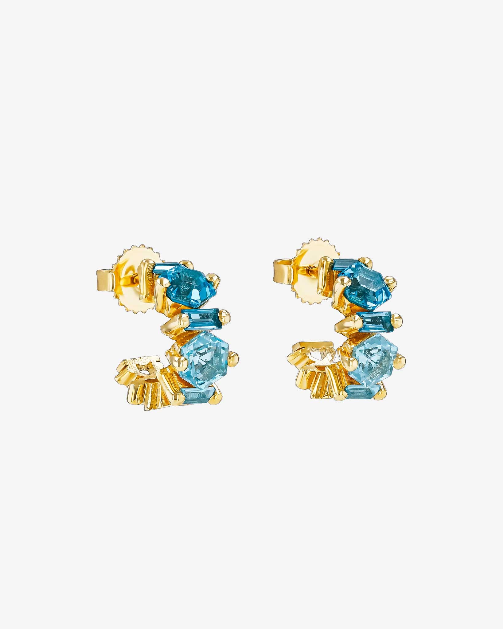 Kalan By Suzanne Kalan Nadima Blend Sky Blue Ombre Mini Hoops in 14k yellow gold