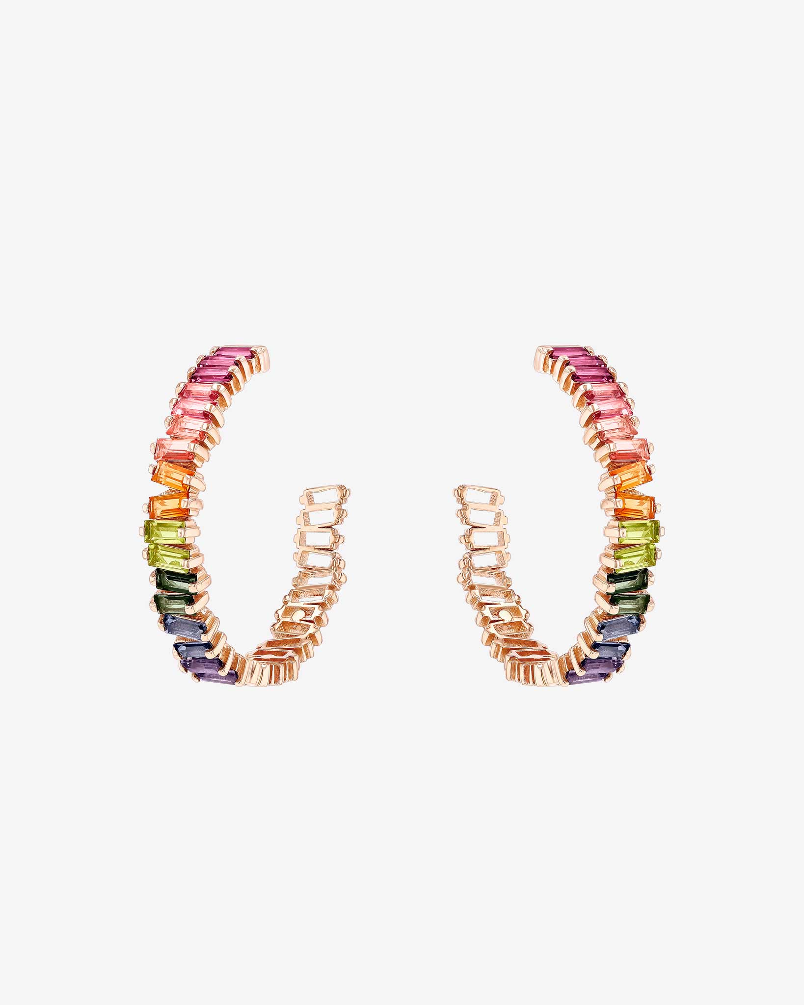 Kalan By Suzanne Kalan Amalfi Horizontal Rainbow Milli Hoops in 14k rose gold