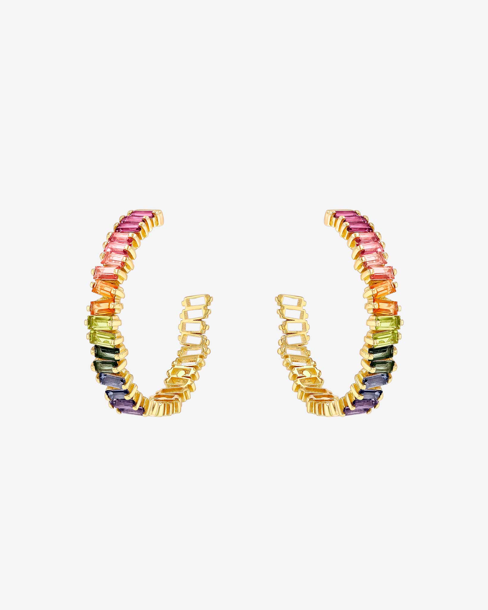 Kalan By Suzanne Kalan Amalfi Horizontal Rainbow Midi Hoops in 14k yellow gold