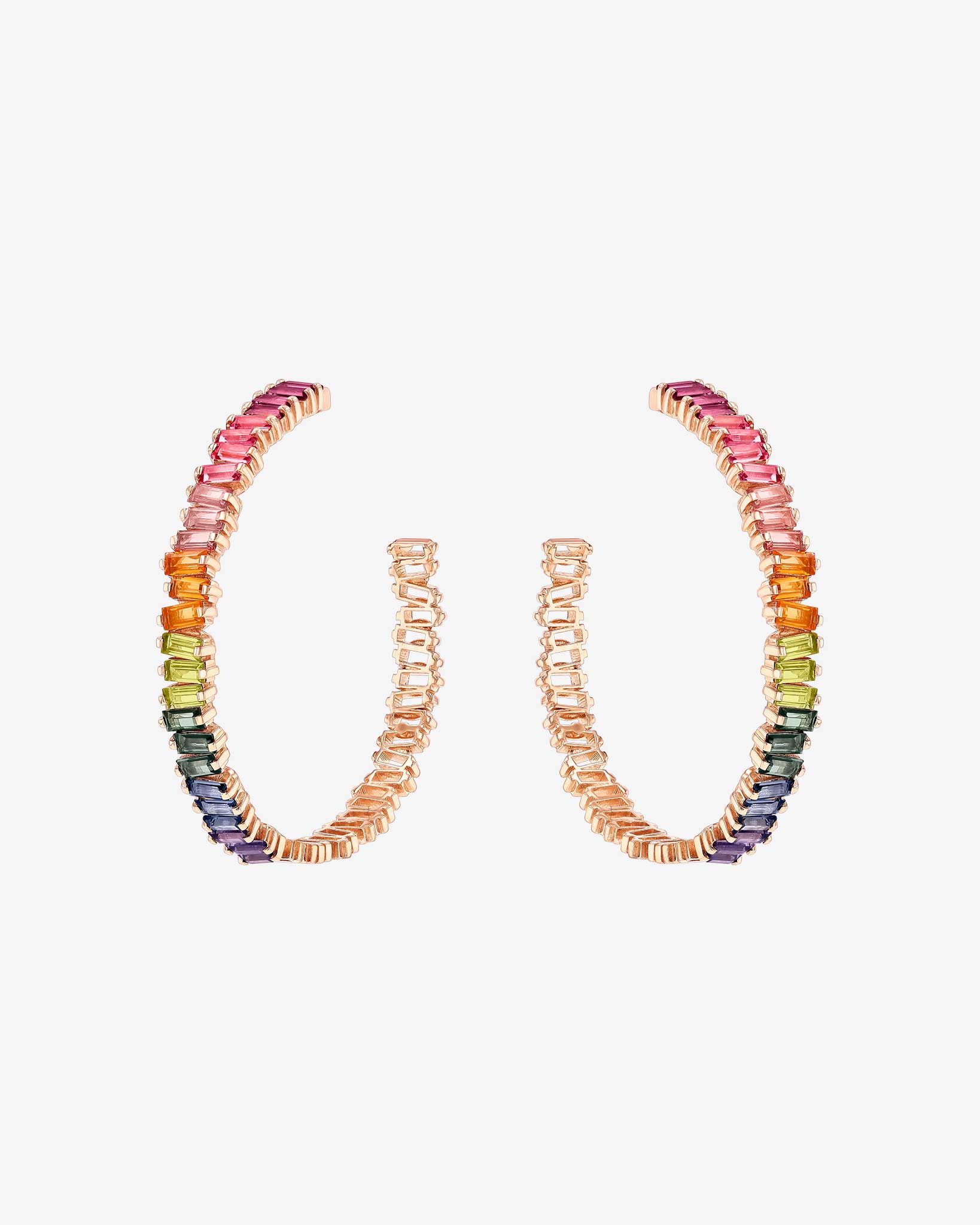 Kalan By Suzanne Kalan Amalfi Horizontal Rainbow Milli Hoops in 14k rose gold