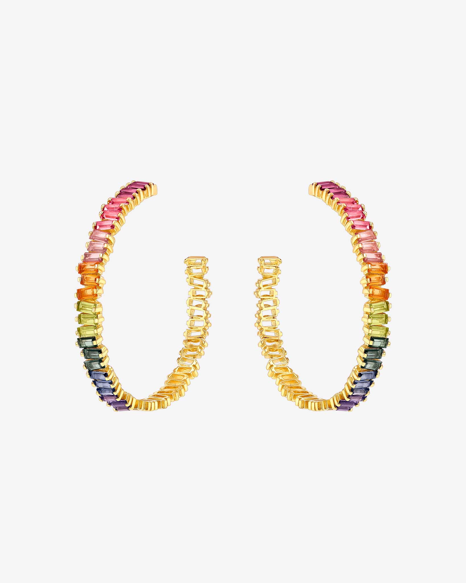 Kalan By Suzanne Kalan Amalfi Horizontal Rainbow Milli Hoops in 14k yellow gold