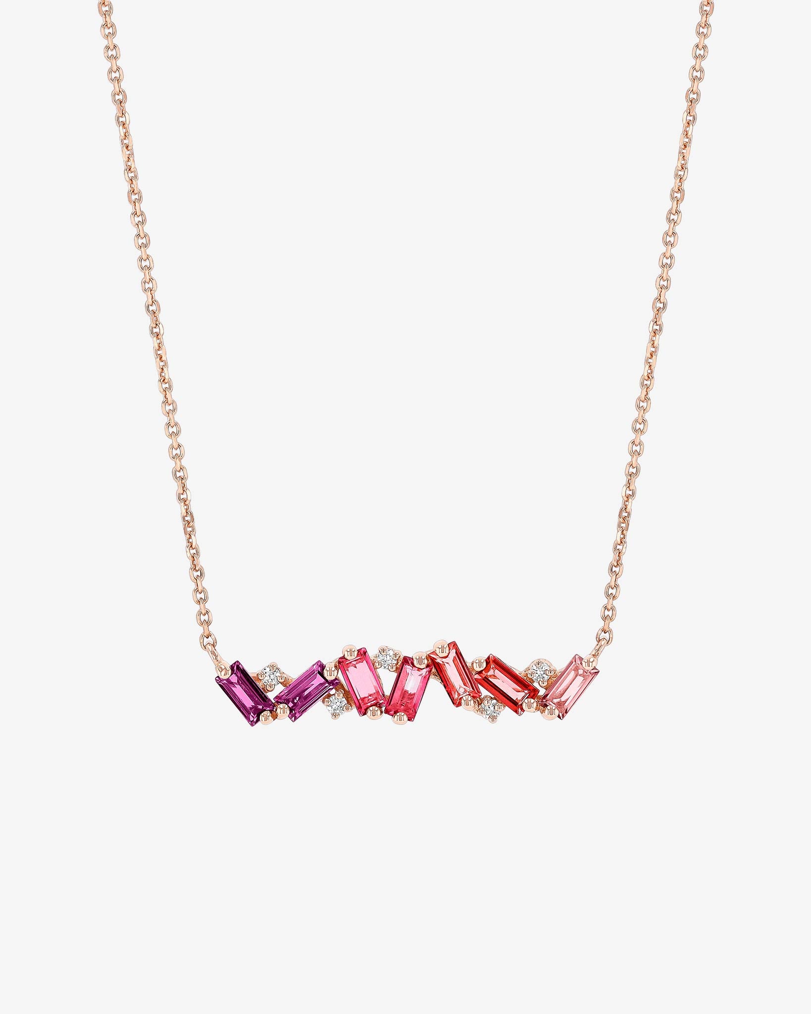 Kalan By Suzanne Kalan Amalfi Red Ombre Rainbow Bar Pendant in 14k rose gold