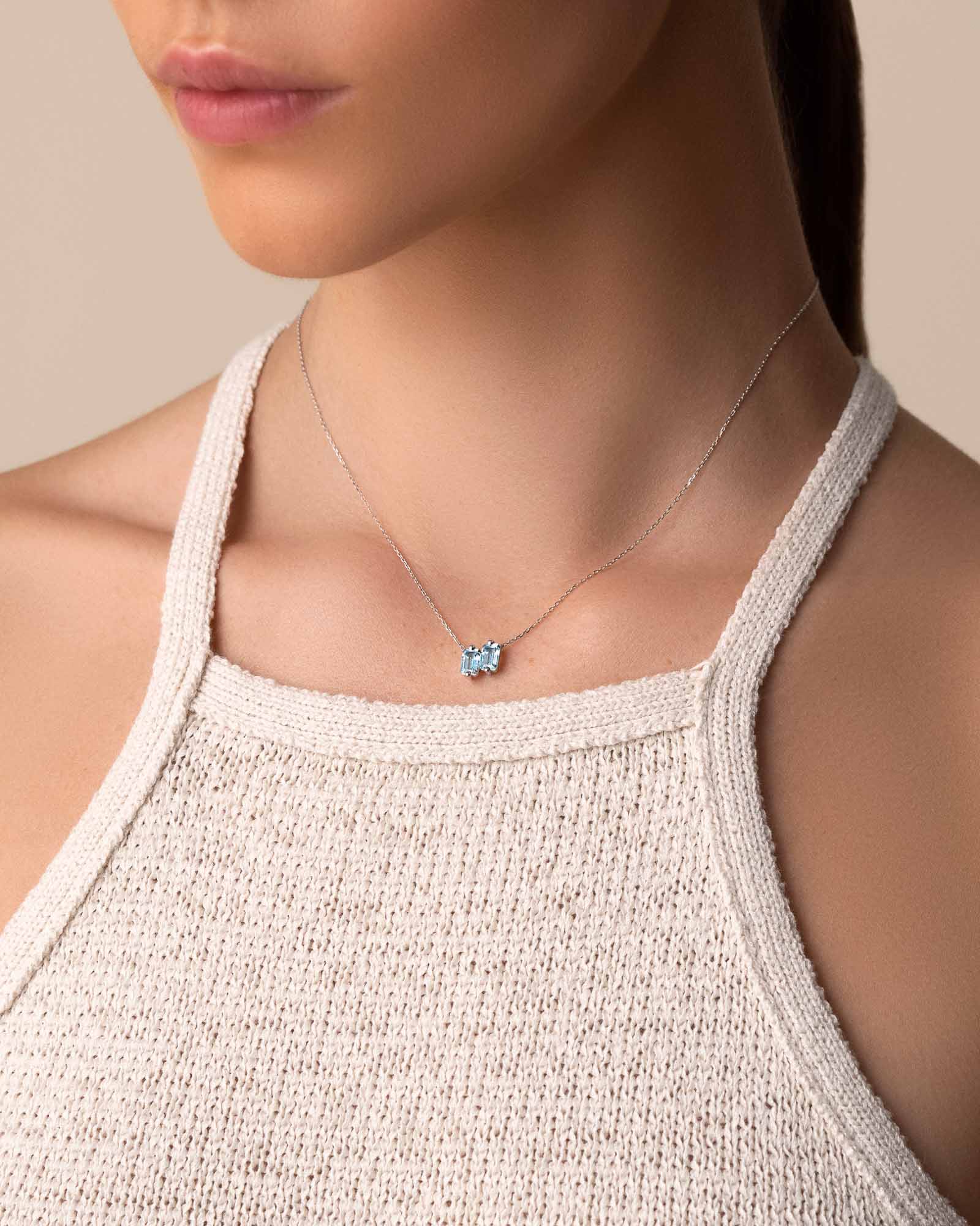 Kalan By Suzanne Kalan Ann Blue Topaz Mini Pendant in 14k white gold