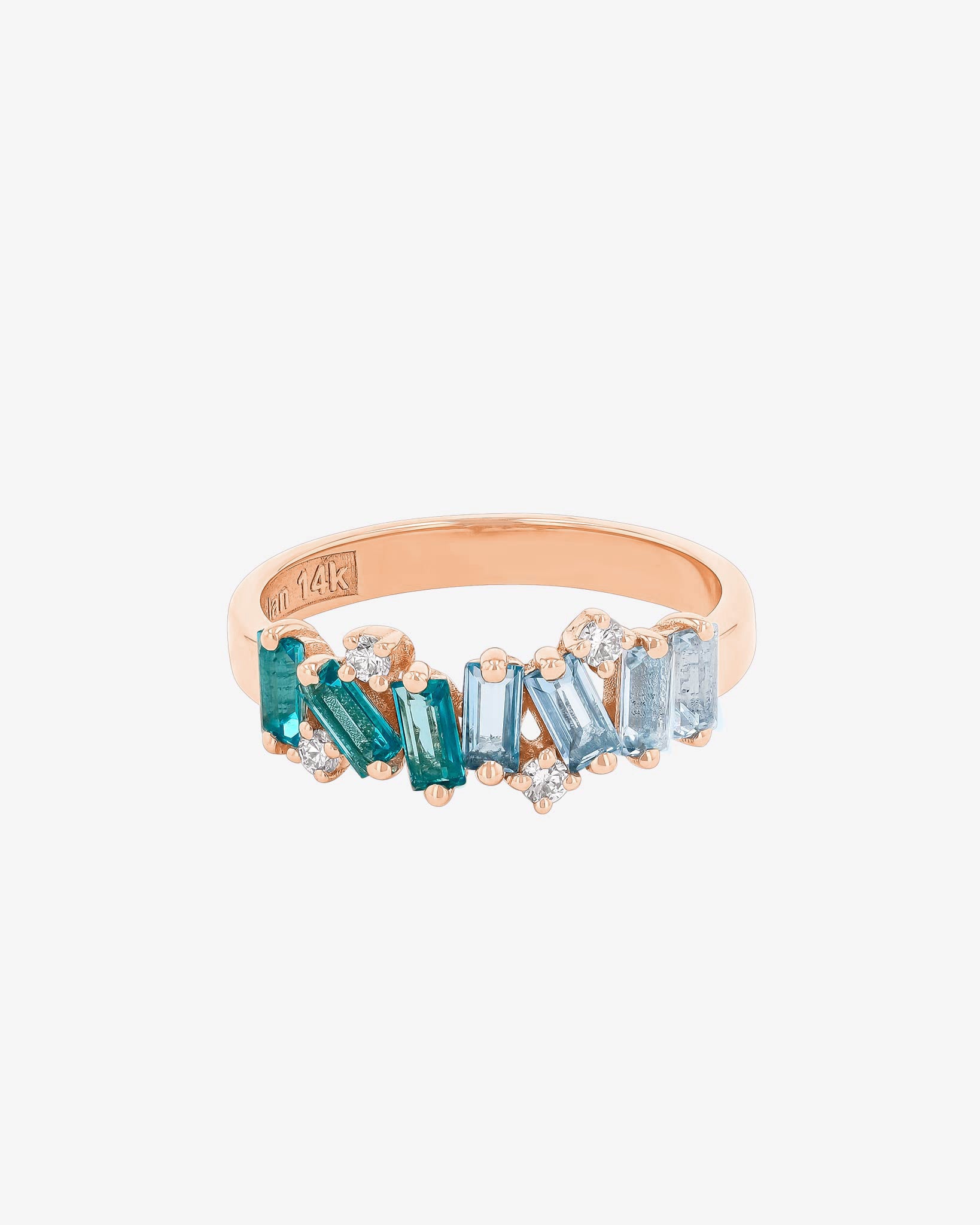 Suzanne Kalan Amalfi Burst Light Blue Ombre Half Band in 14k rose gold