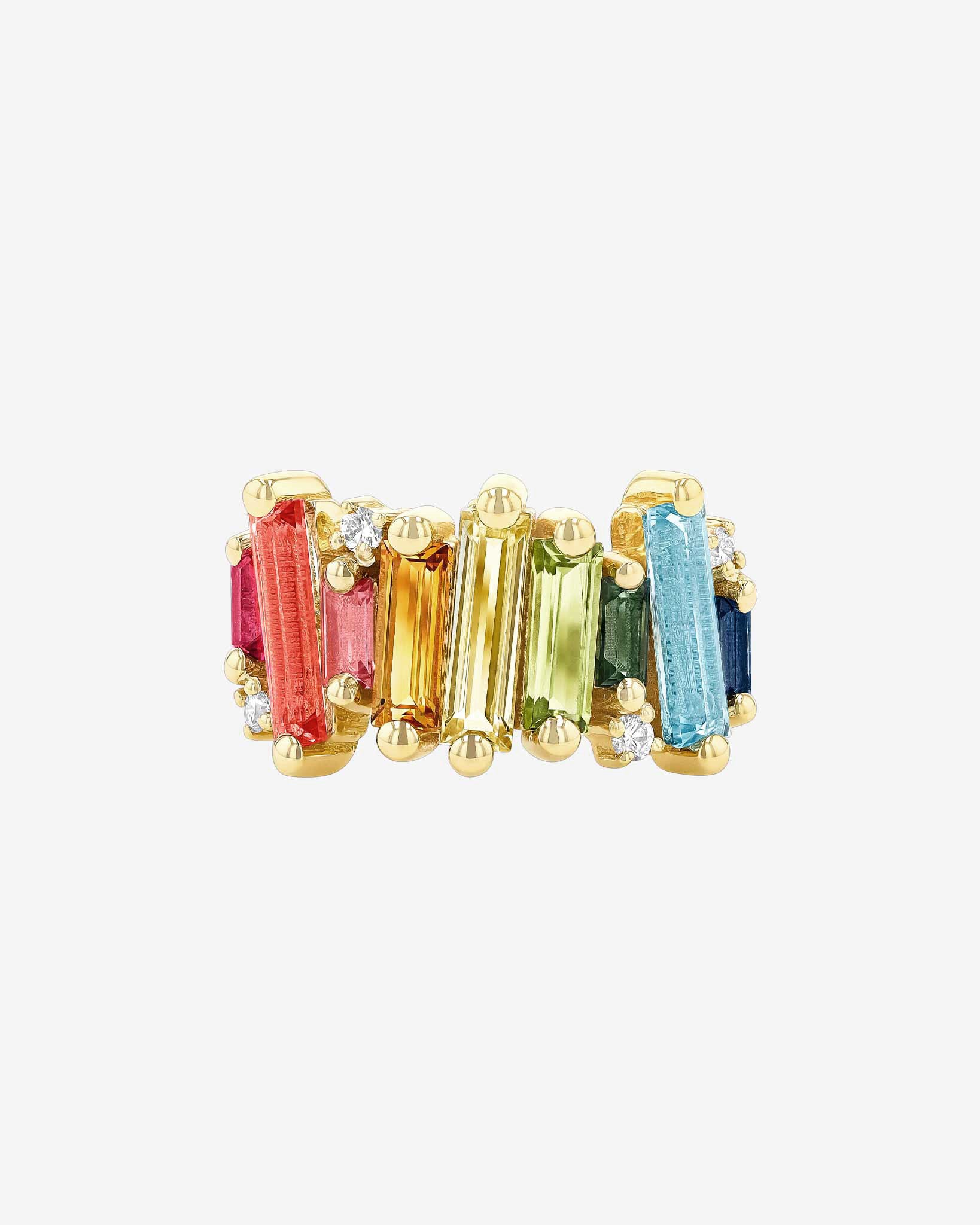 Kalan By Suzanne Kalan Amalfi Burst Rainbow Mix Stacker Half Band in 14k yellow gold