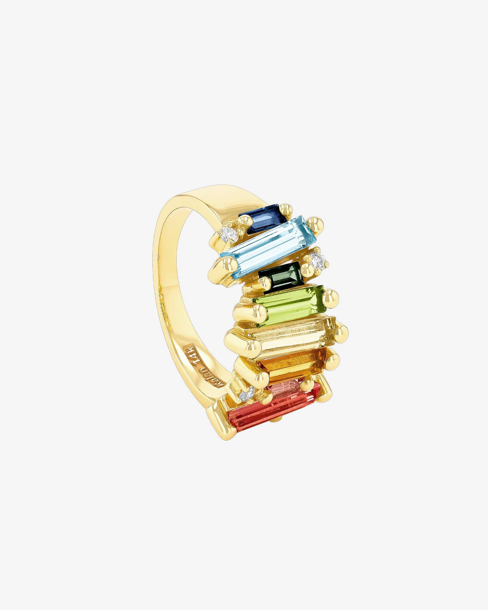 Kalan By Suzanne Kalan Amalfi Burst Rainbow Mix Stacker Half Band in 14k yellow gold