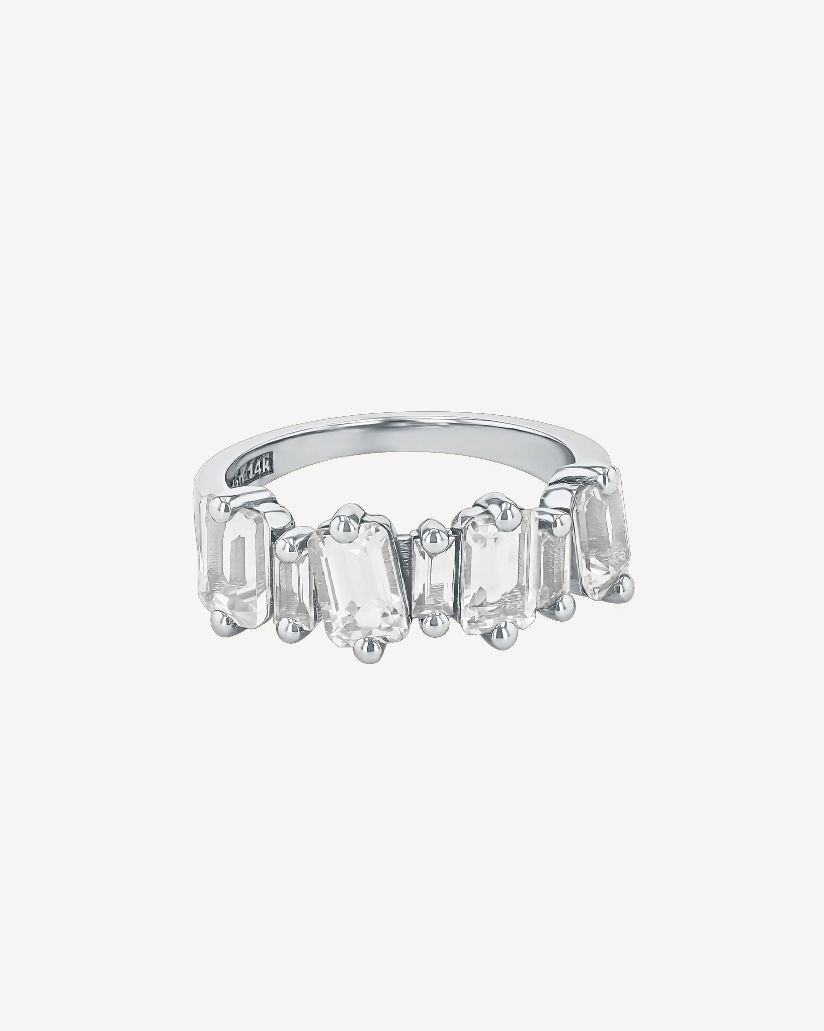 Kalan By Suzanne Kalan Ann Staggered White Topaz Half Band in 14K white gold