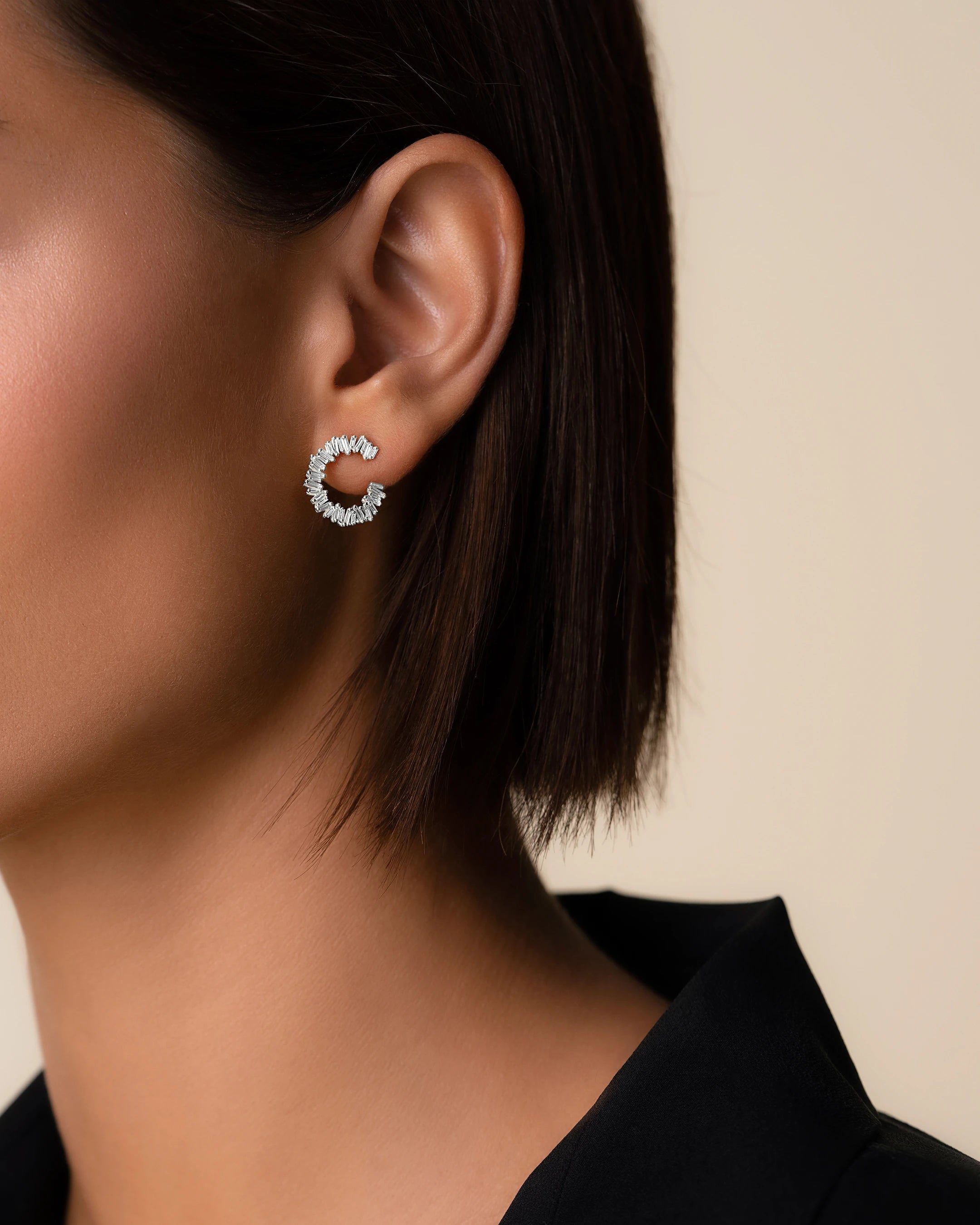 Suzanne Kalan Classic Diamond Mini Sideways Hoops in 18k white gold