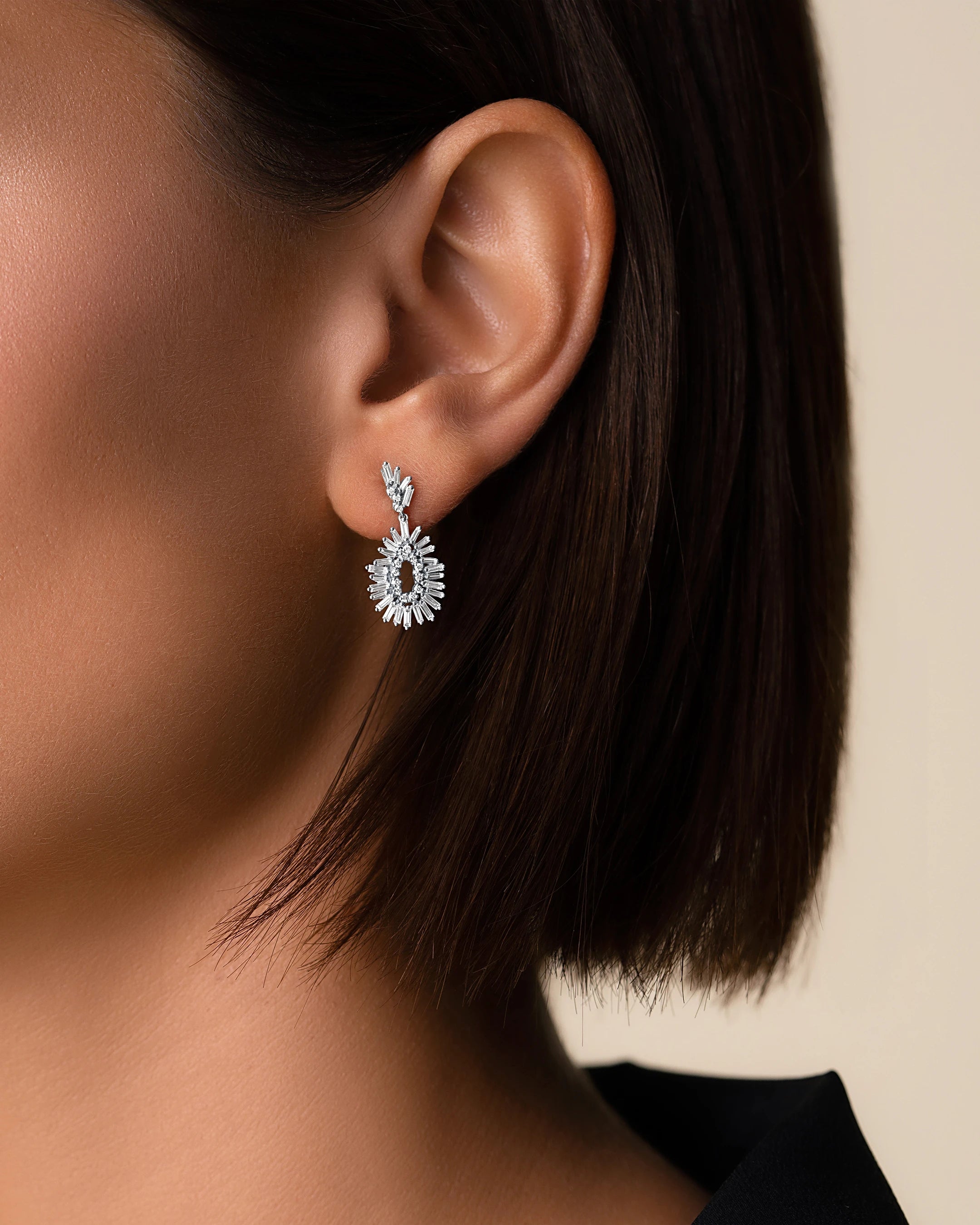 Suzanne Kalan Classic Diamond Mini Tear Drop Earrings in 18k white gold