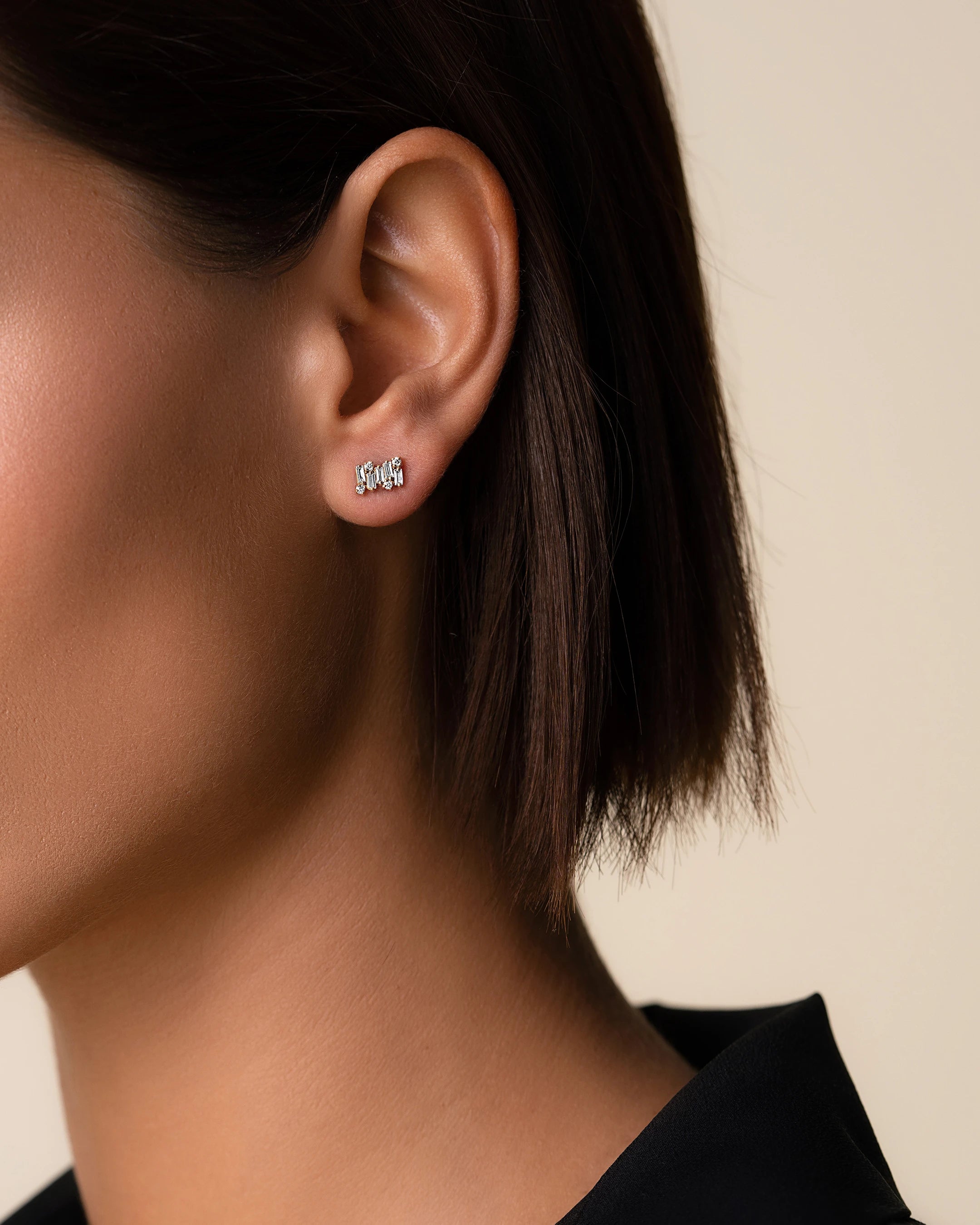Suzanne Kalan Classic Diamond Shimmer Stud Earrings in 18k rose gold