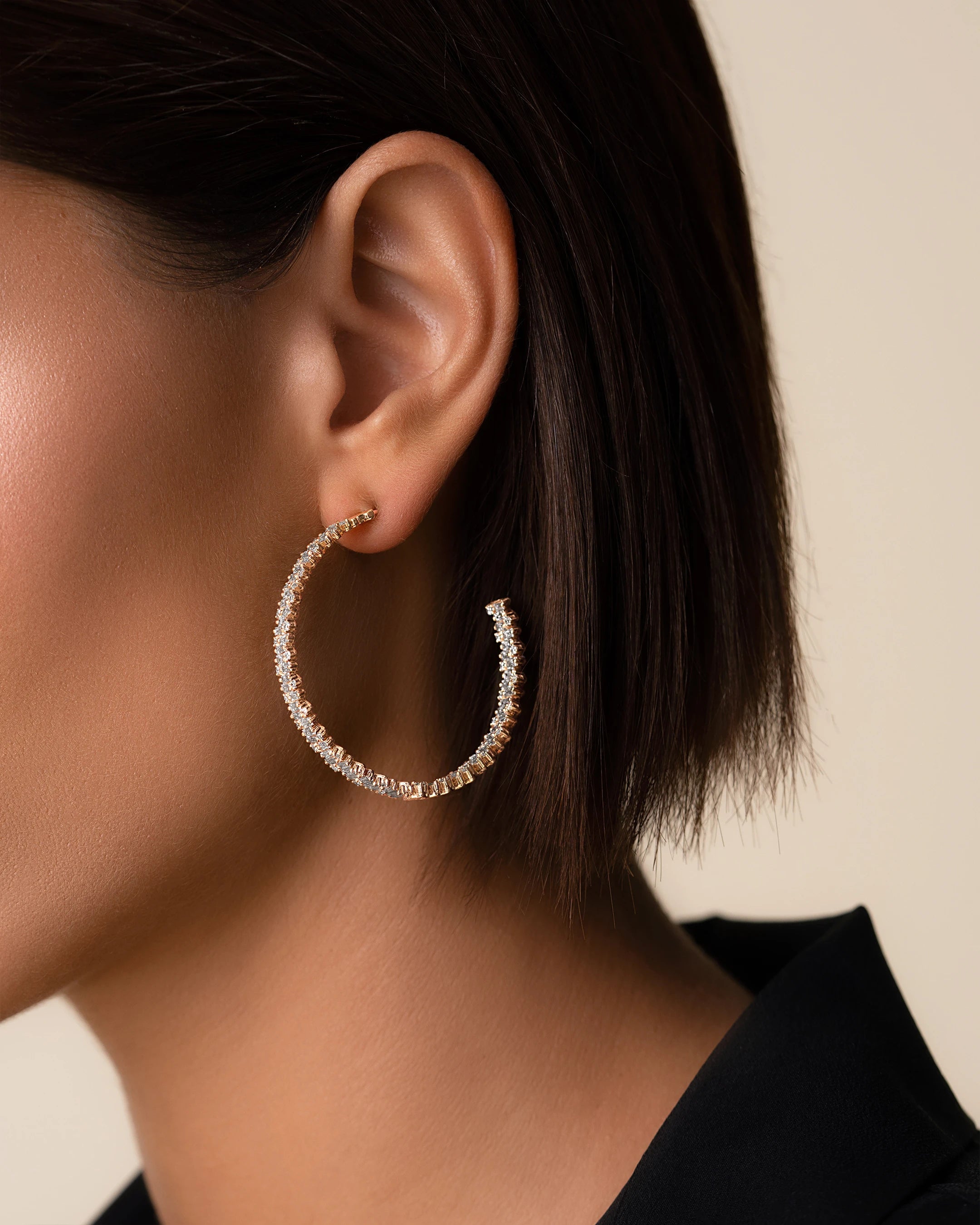 Suzanne Kalan Classic Diamond Shimmer Milli Hoops in 18k rose gold