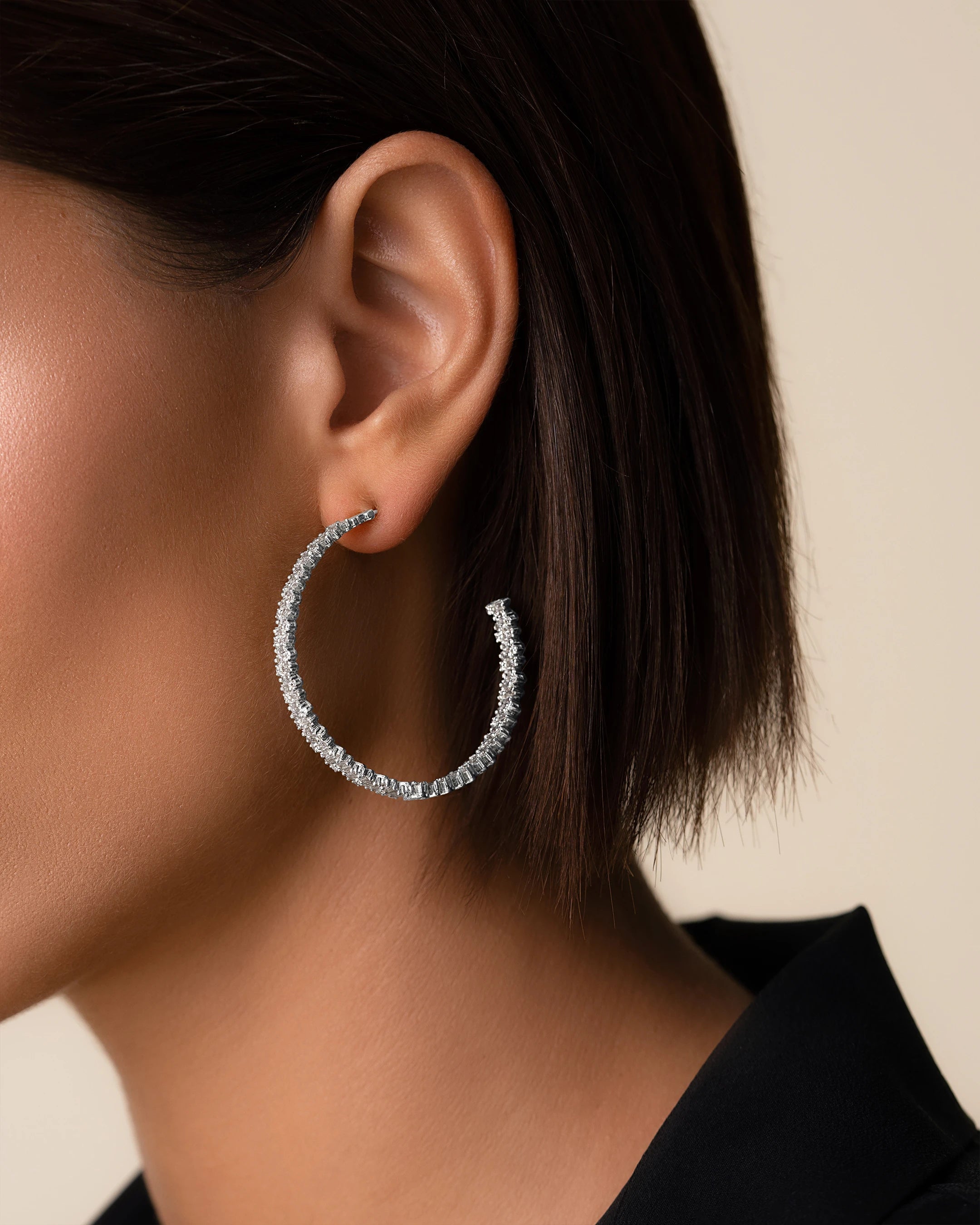 Suzanne Kalan Classic Diamond Shimmer Milli Hoops in 18k white gold