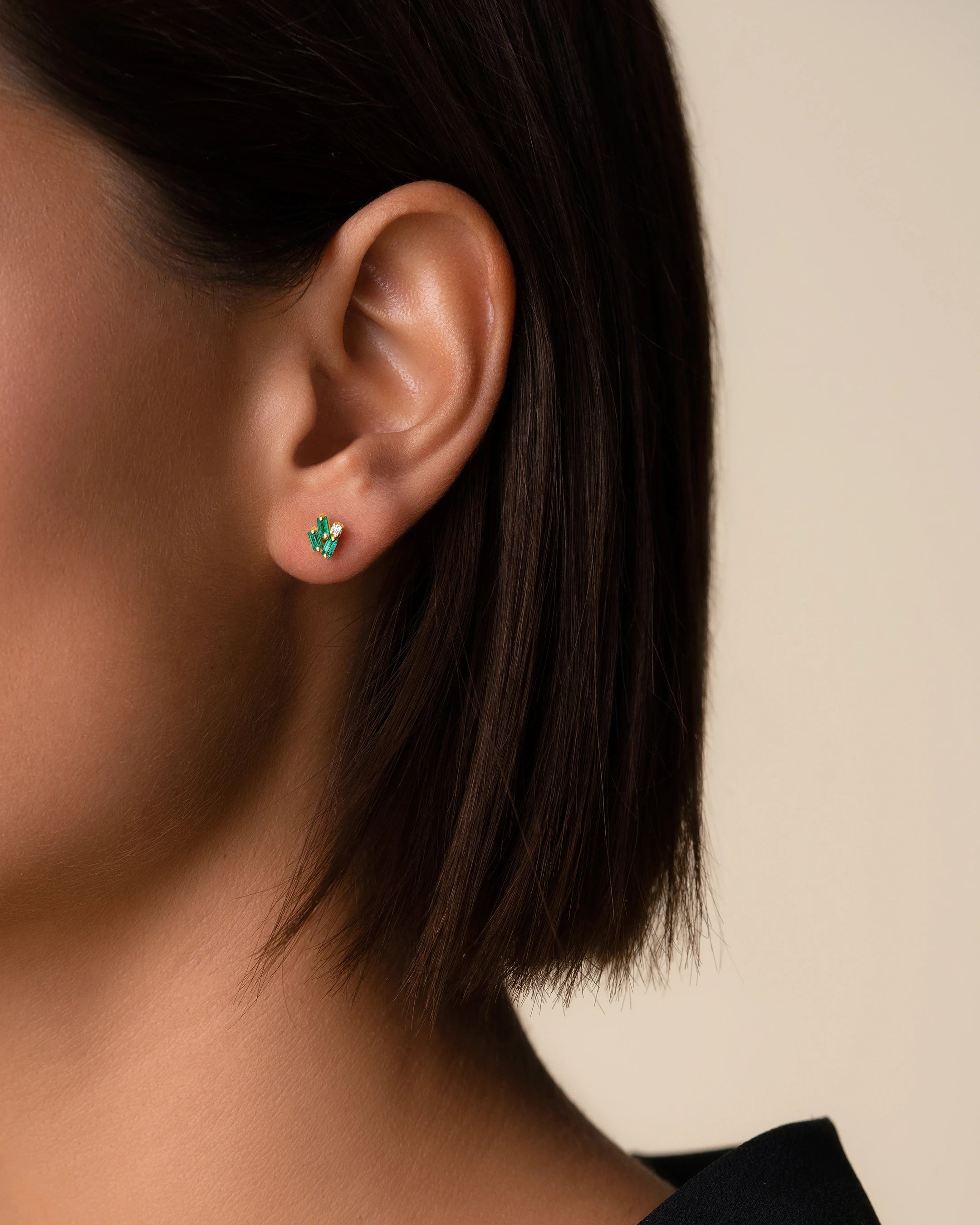 Suzanne Kalan Bold Cluster Emerald Studs in 18k yellow gold