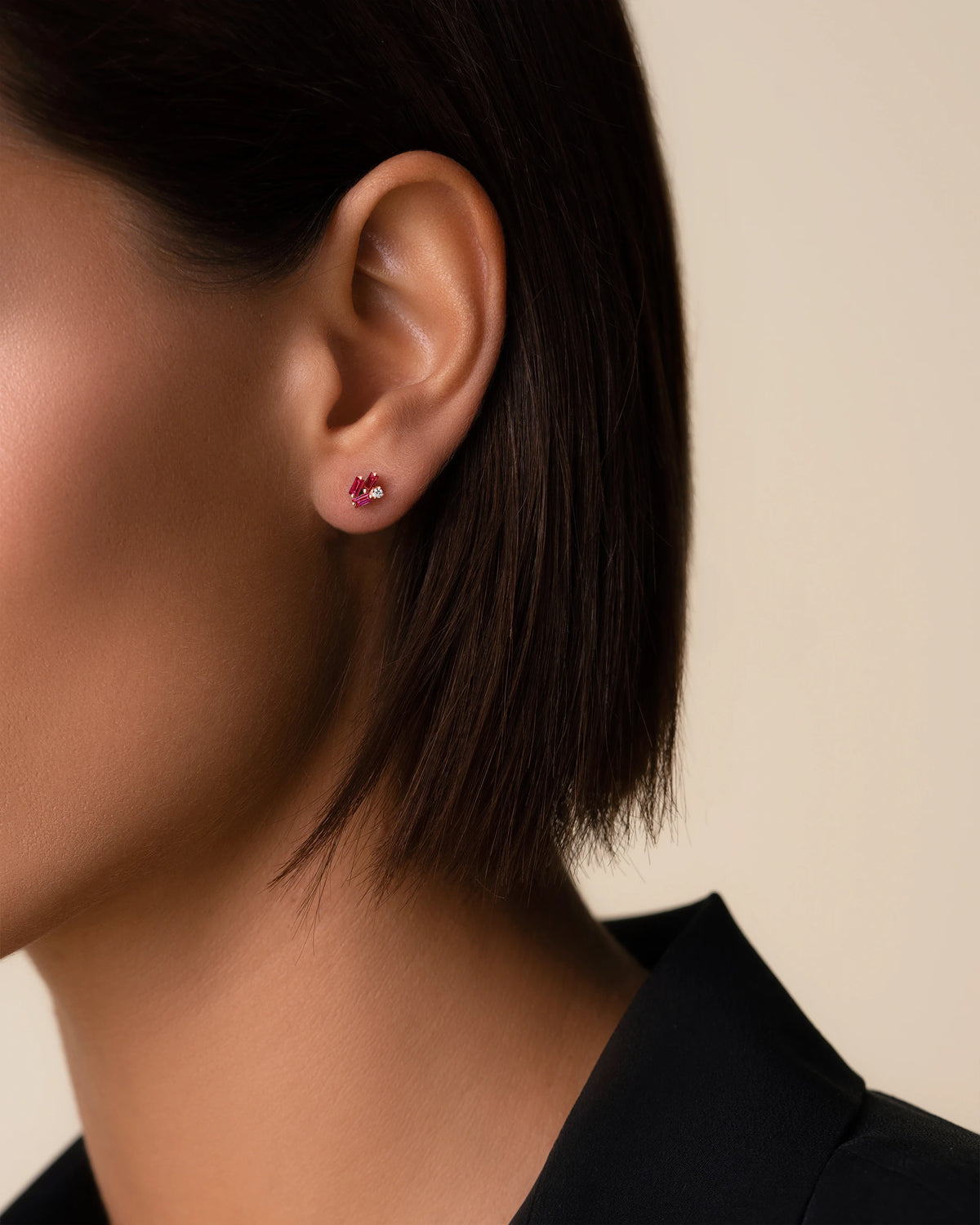 Suzanne Kalan Bold Cluster Ruby Studs in 18k rose gold