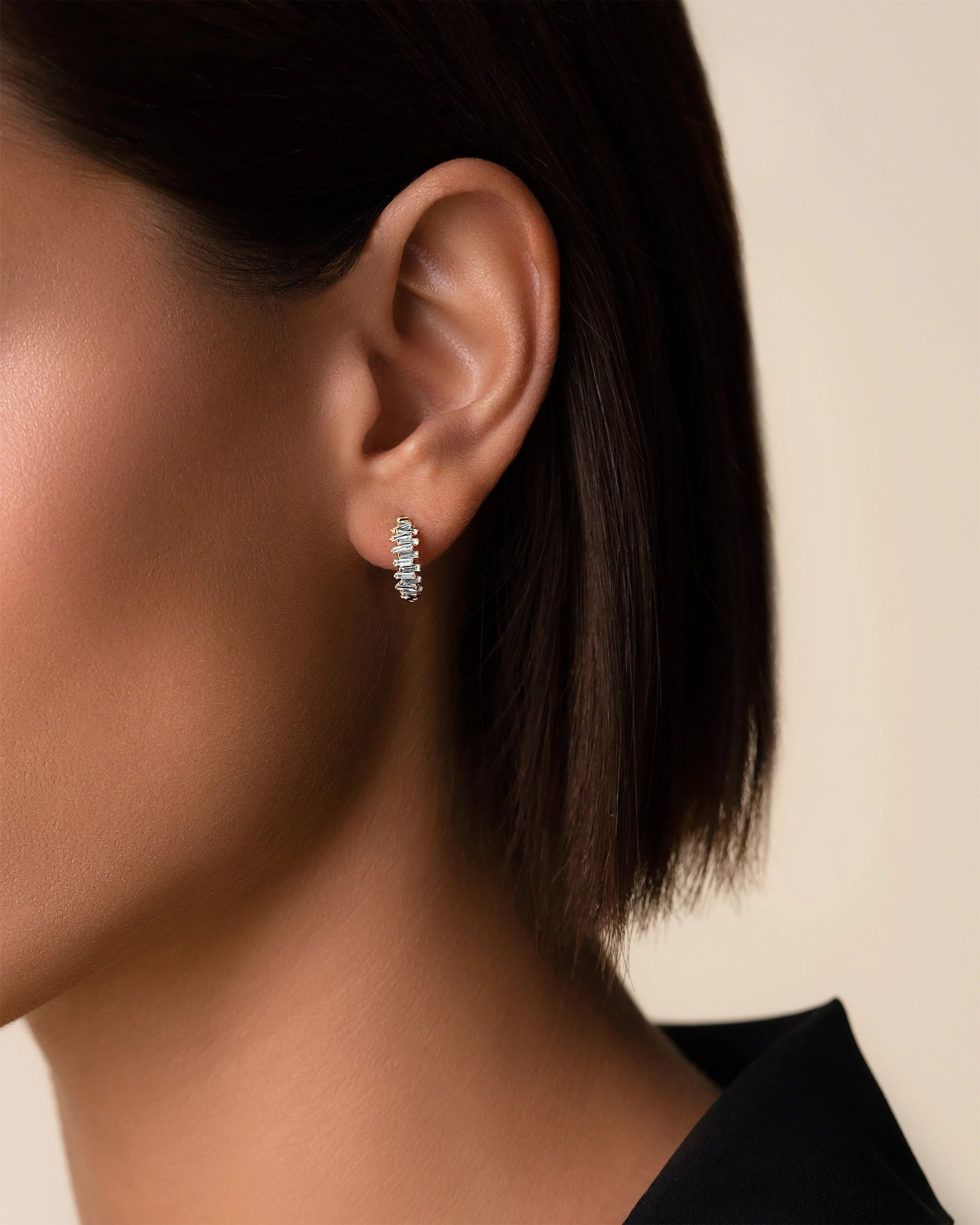 Suzanne Kalan Classic Diamond ZigZag Mini Hoops in 18k rose gold