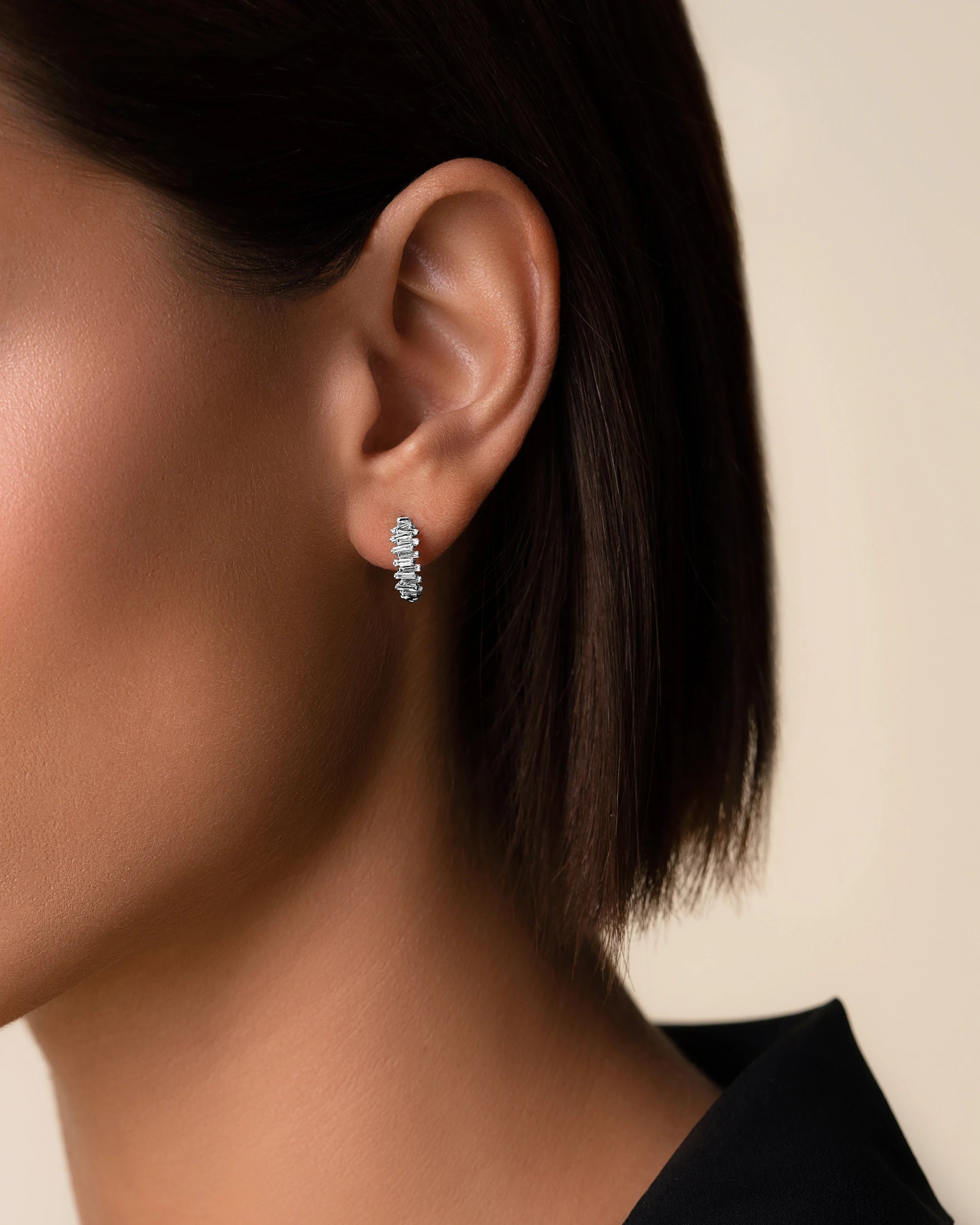 Suzanne Kalan Classic Diamond ZigZag Mini Hoops in 18k white gold