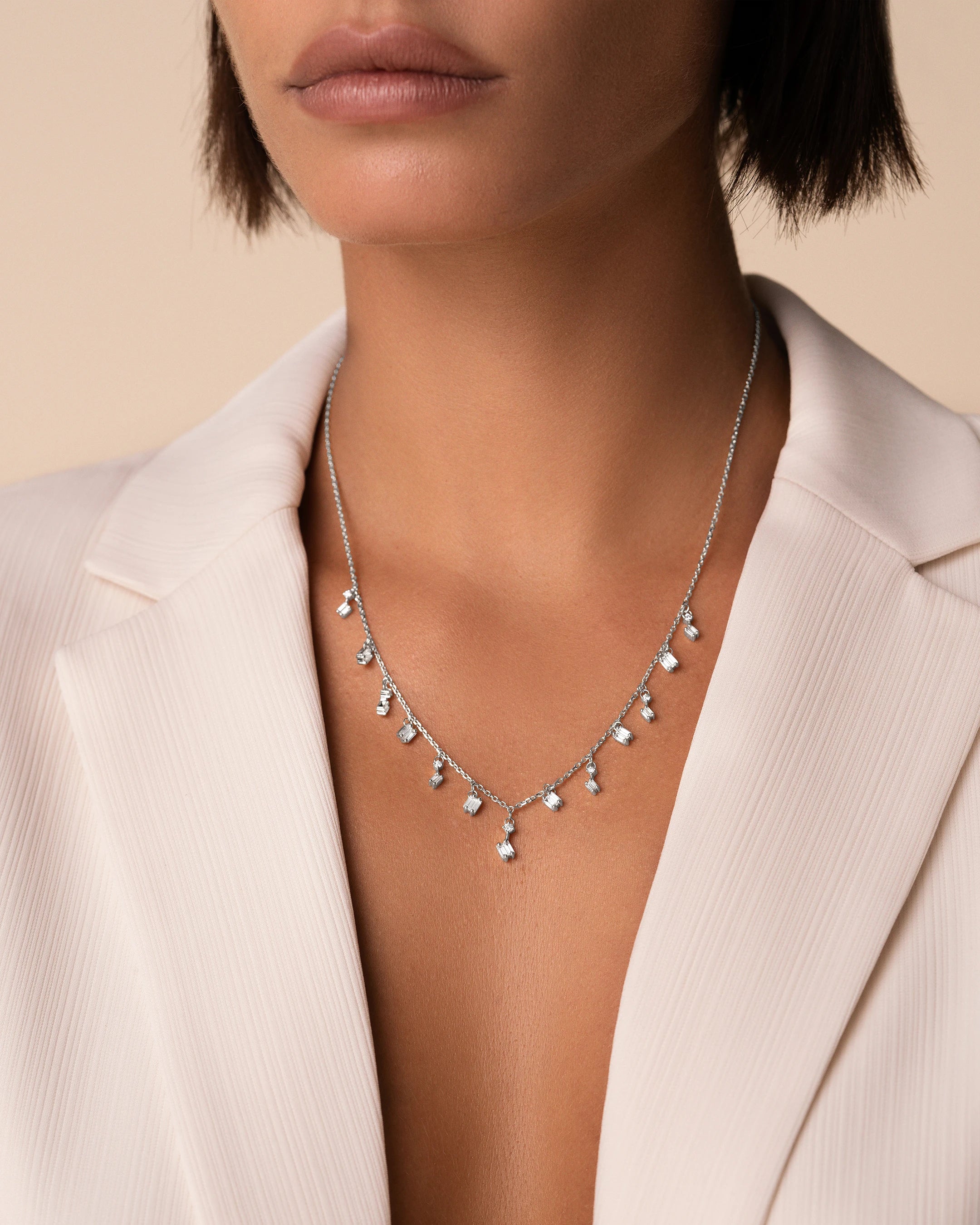 Suzanne Kalan Classic Diamond Cascade Necklace in 18k white gold