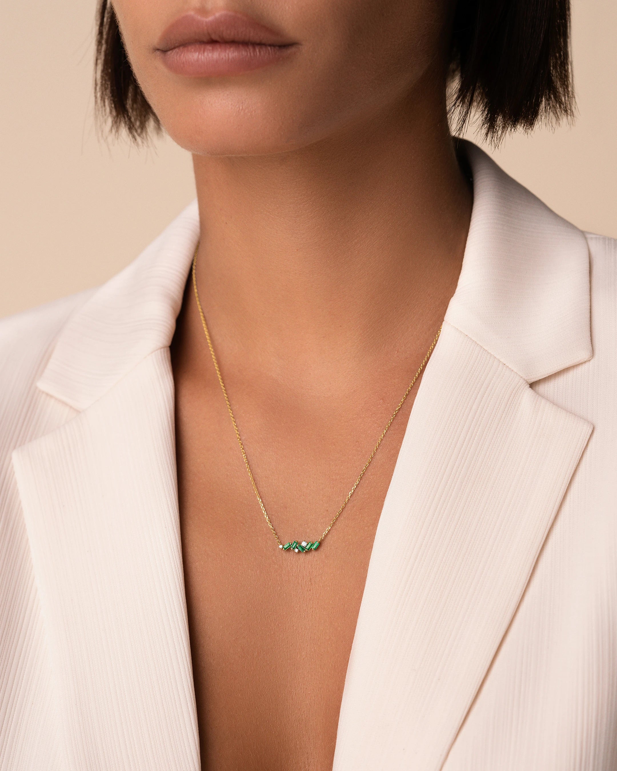 Suzanne Kalan Emerald Frenzy Mini Bar Pendant in 18k yellow gold