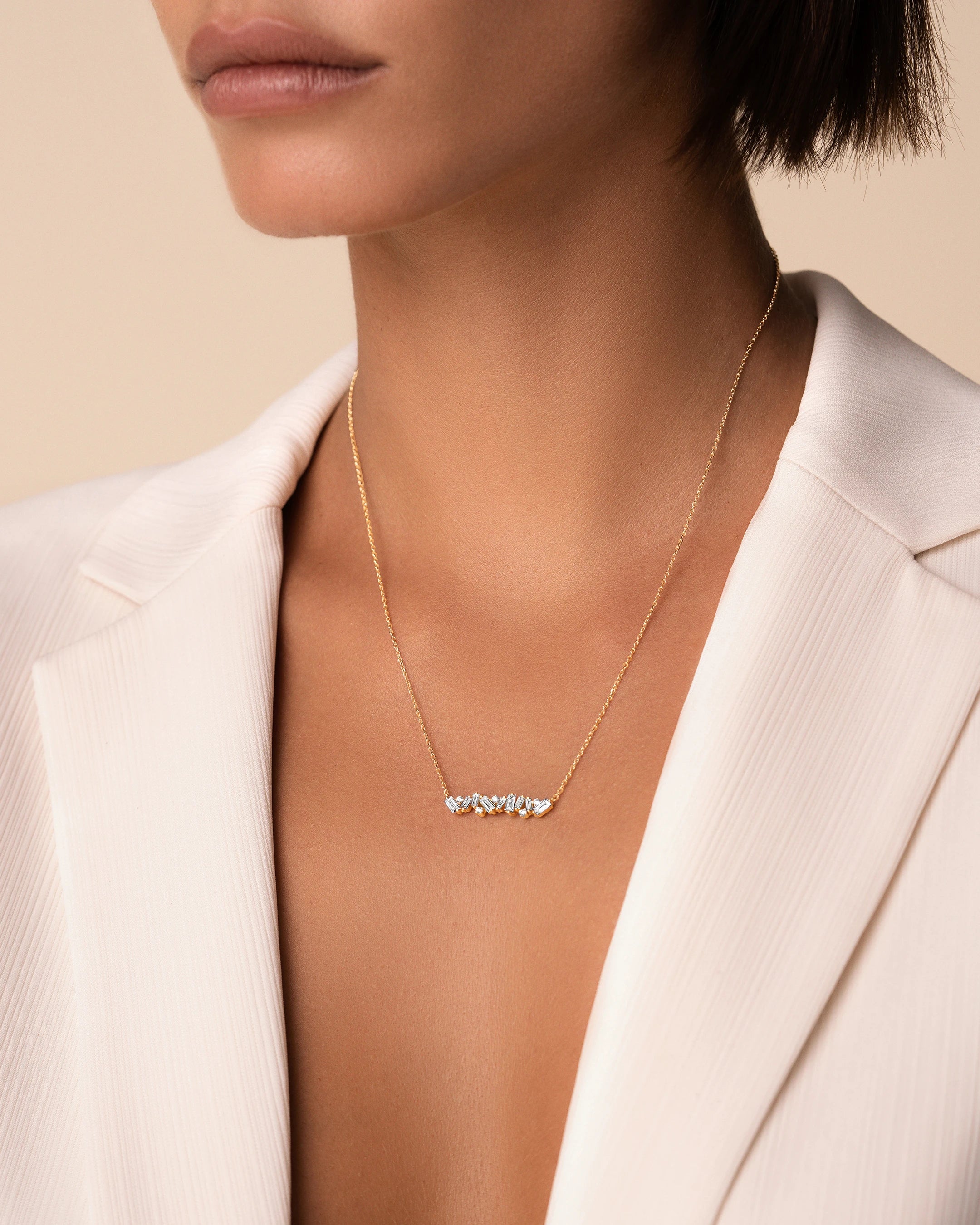 Suzanne Kalan Frenzy Diamond Bar Pendant in 18k yellow gold