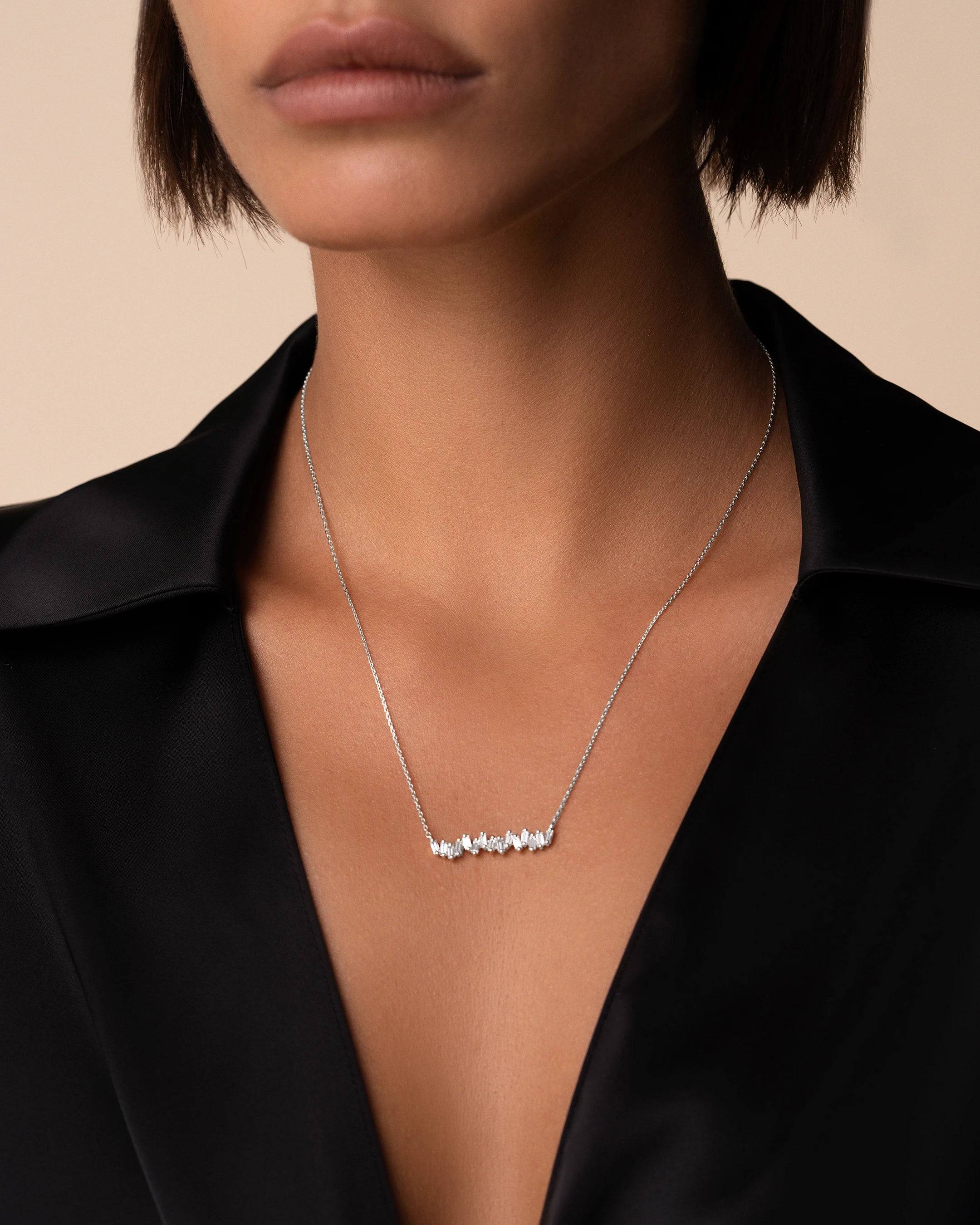 Suzanne Kalan Bold Reborn Diamond Bar Pendant in 18k white gold
