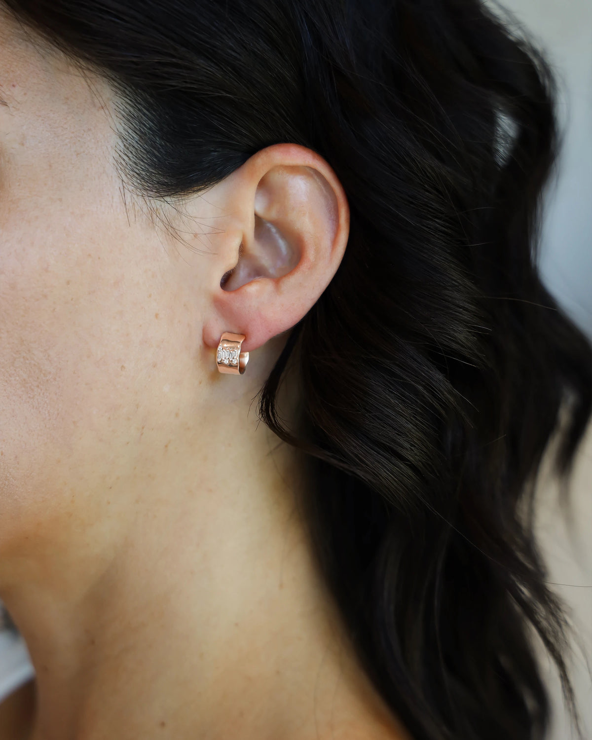 Suzanne Kalan Gilded Diamond Mini Hoops in 18k rose gold