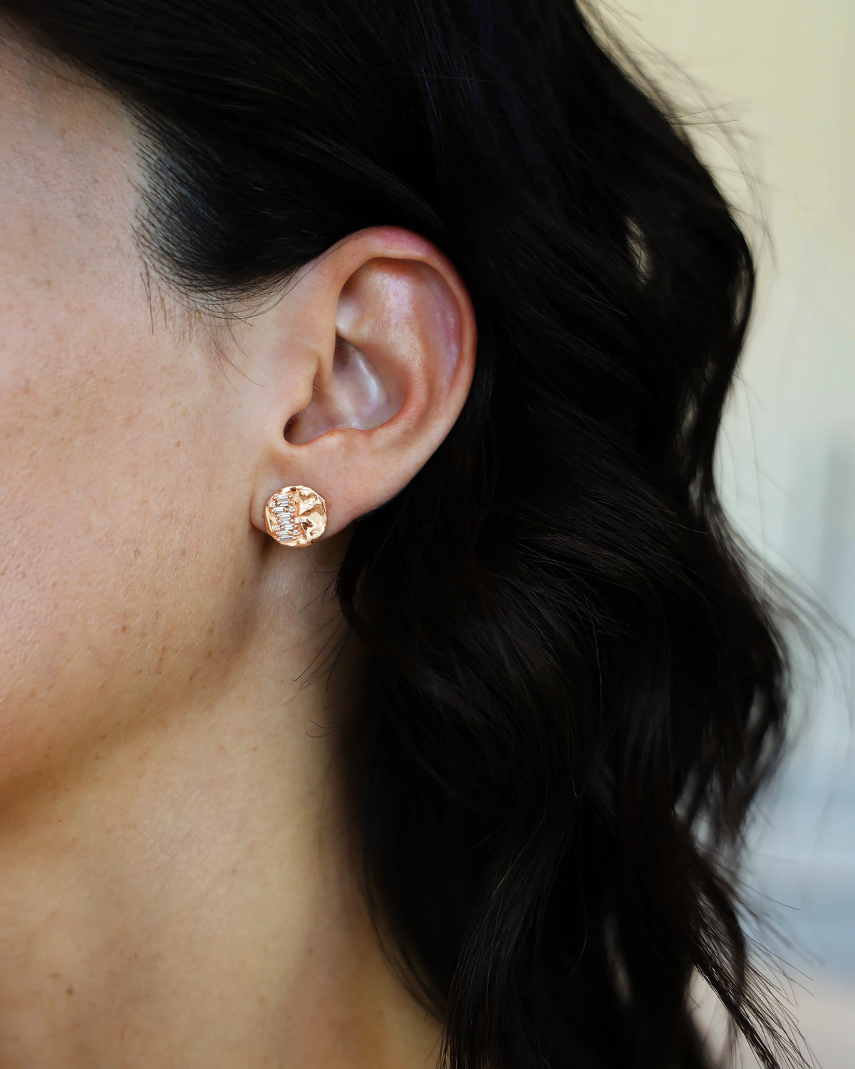 Suzanne Kalan Gilded Diamond Studs in 18k rose gold