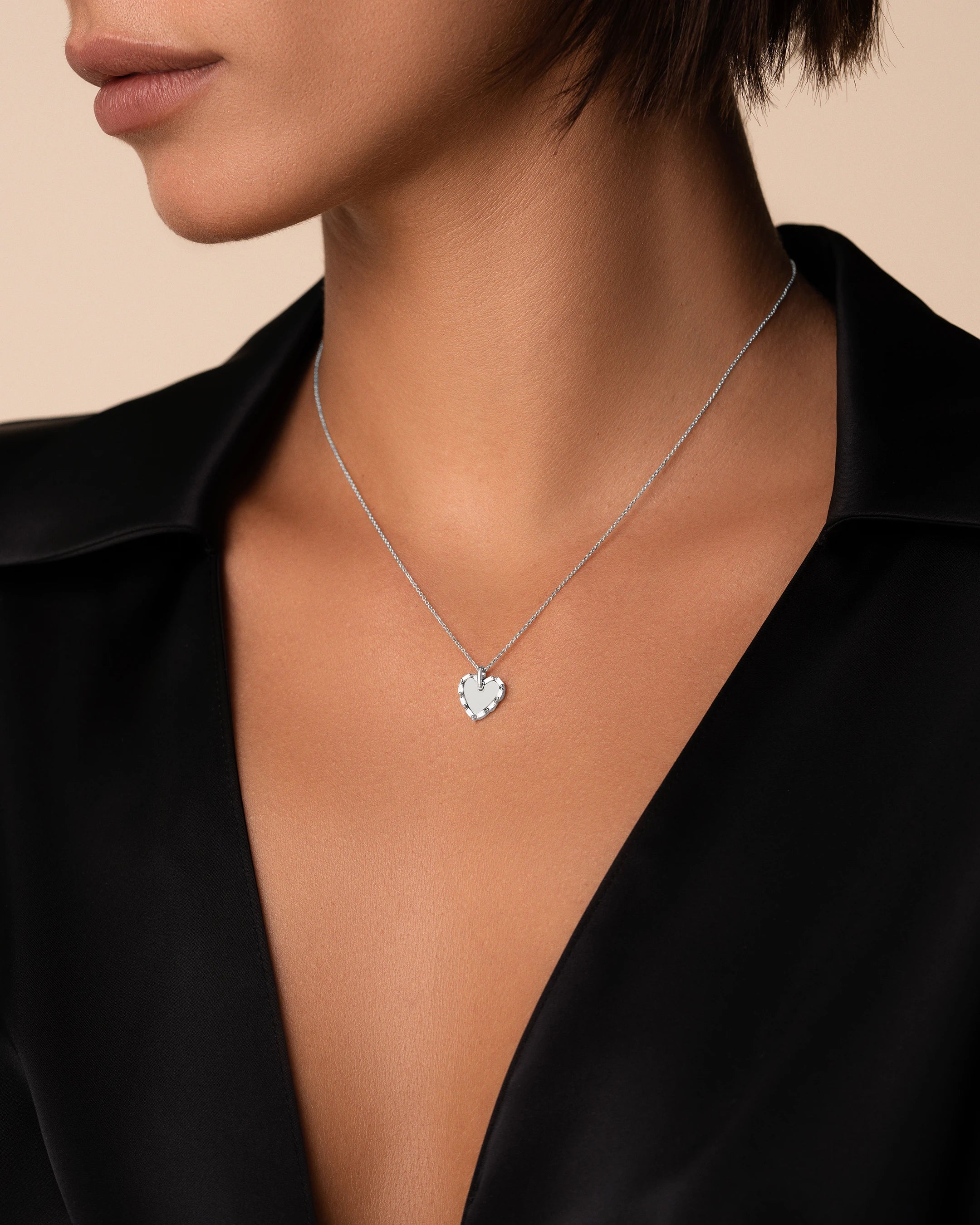 Suzanne Kalan Golden Mini Heart Diamond Pendant in 18k white gold