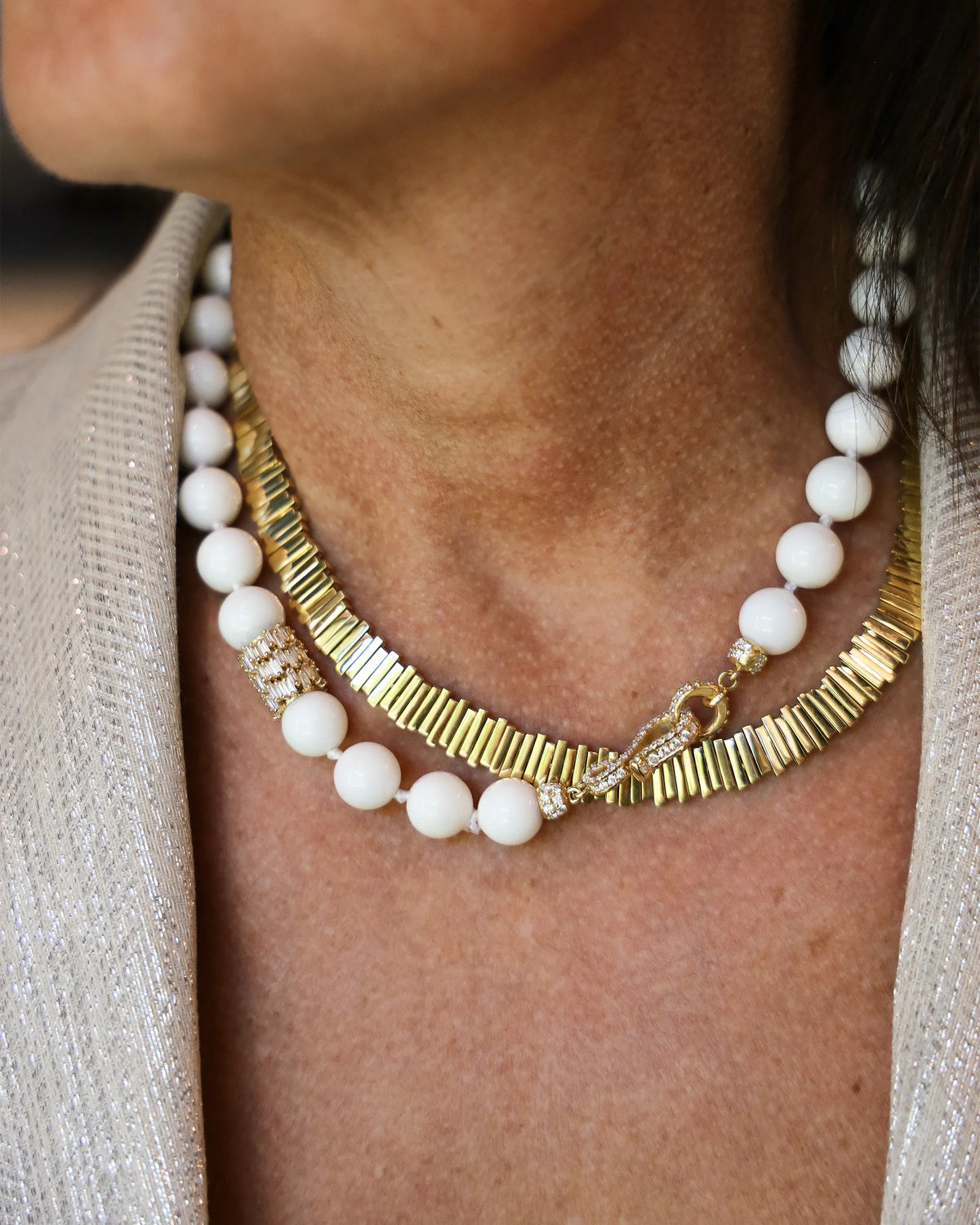 Suzanne Kalan Golden Midi Stacker Tennis Necklace in 18k yellow gold