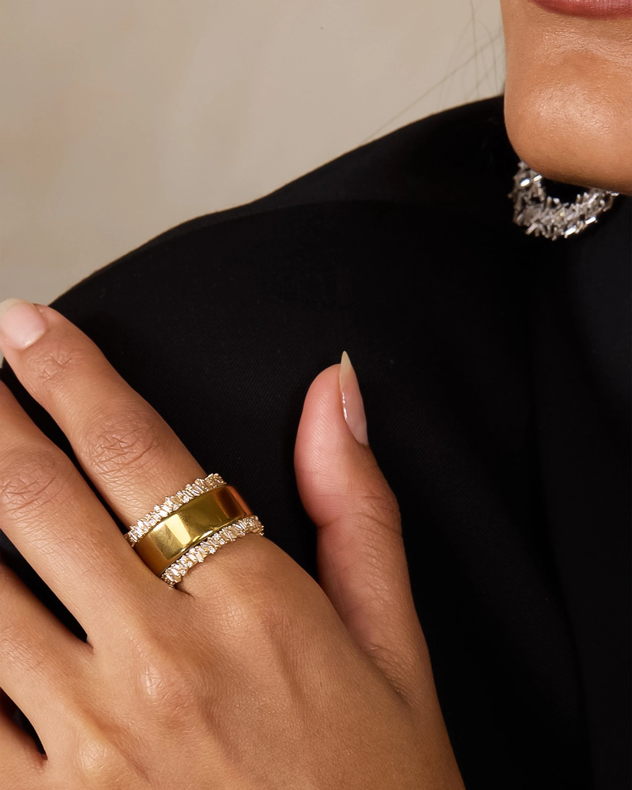Suzanne Kalan Classic Diamond Mini Icon Eternity Ring Jackets in 18k yellow gold