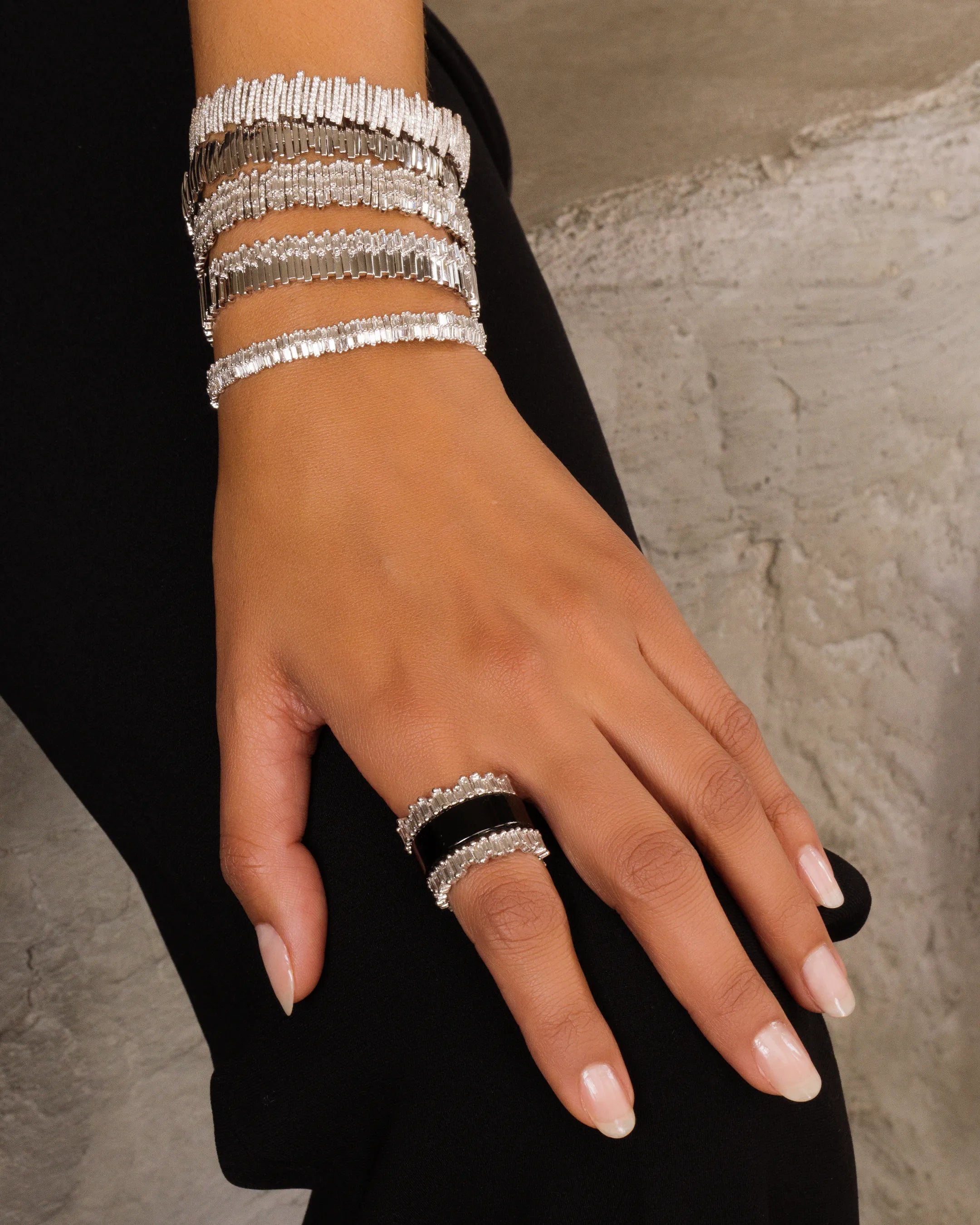 Suzanne Kalan Classic Diamond Milli Baguette Eternity Ring Jackets in 18k white gold