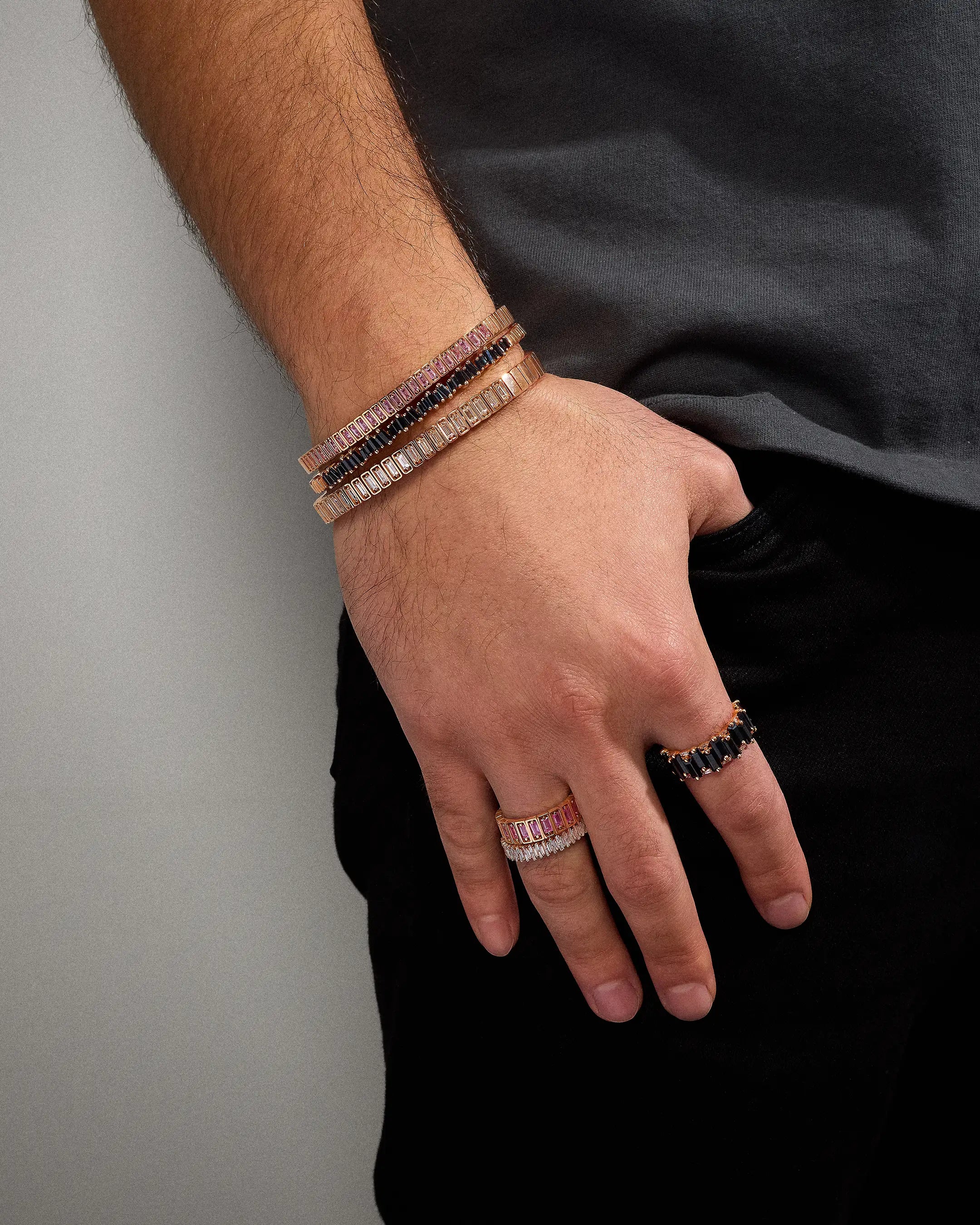Suzanne Kalan Men's 18k rose gold bangle stack