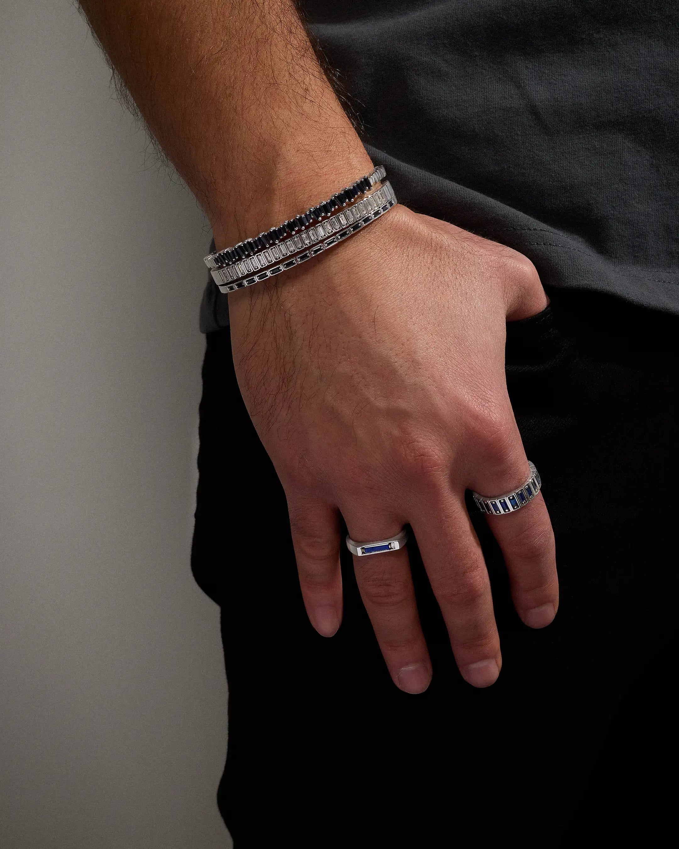 Suzanne Kalan Men's Bangle Stack in 18k white gold