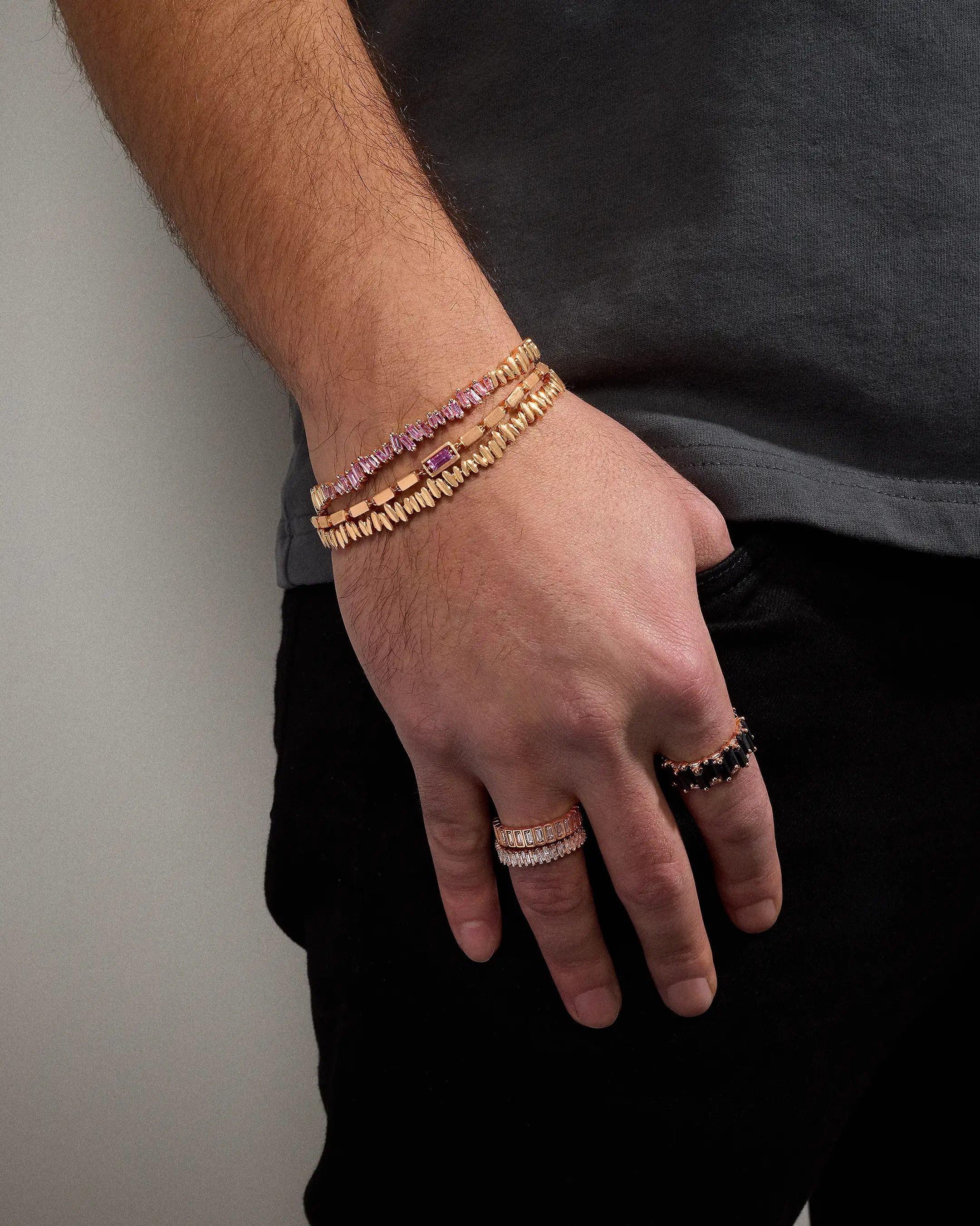 Suzanne Kalan Men's Bracelet Stack in 18k rose gold