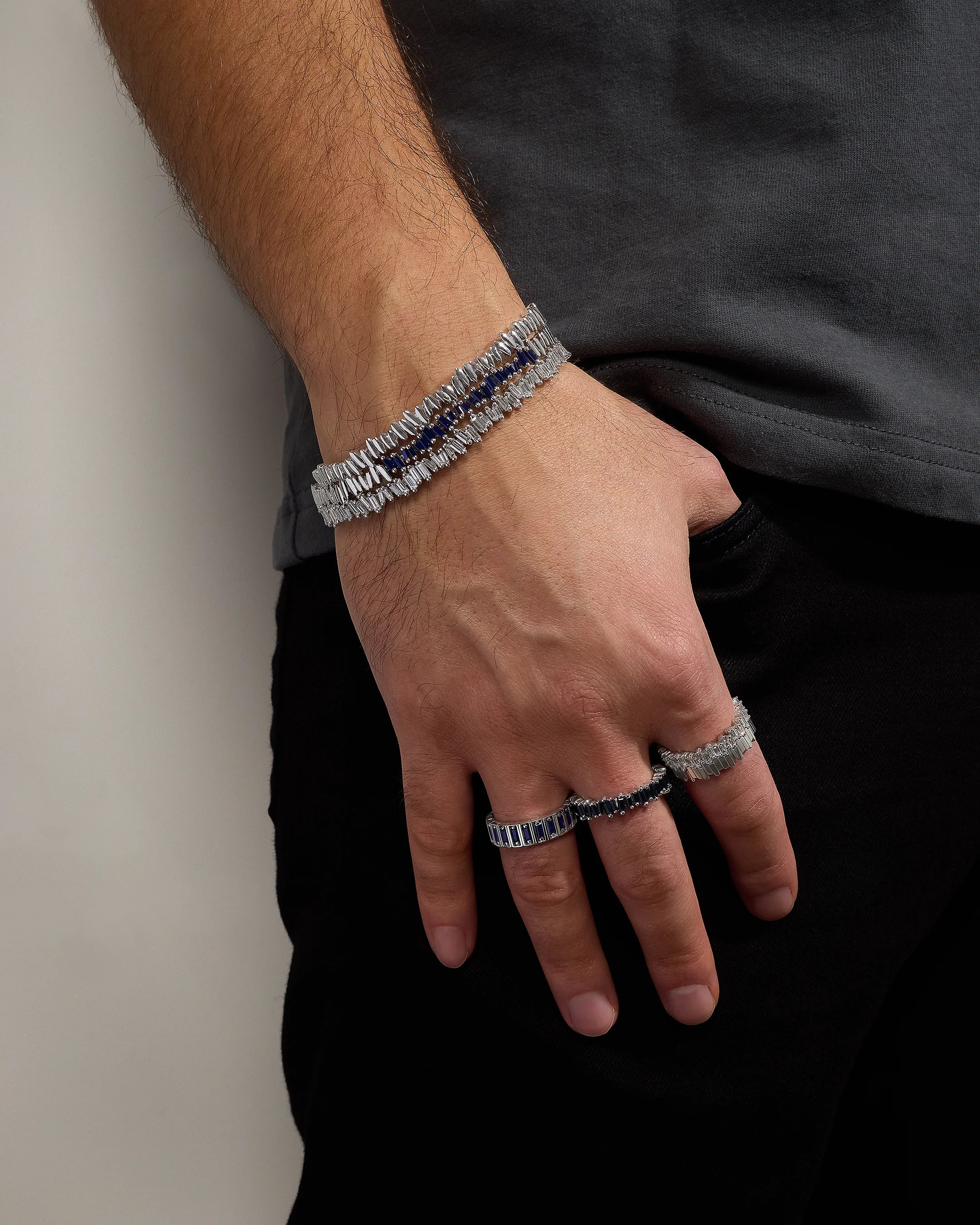 Suzanne Kalan Men's Golden Tennis Bracelet in 18k white gold