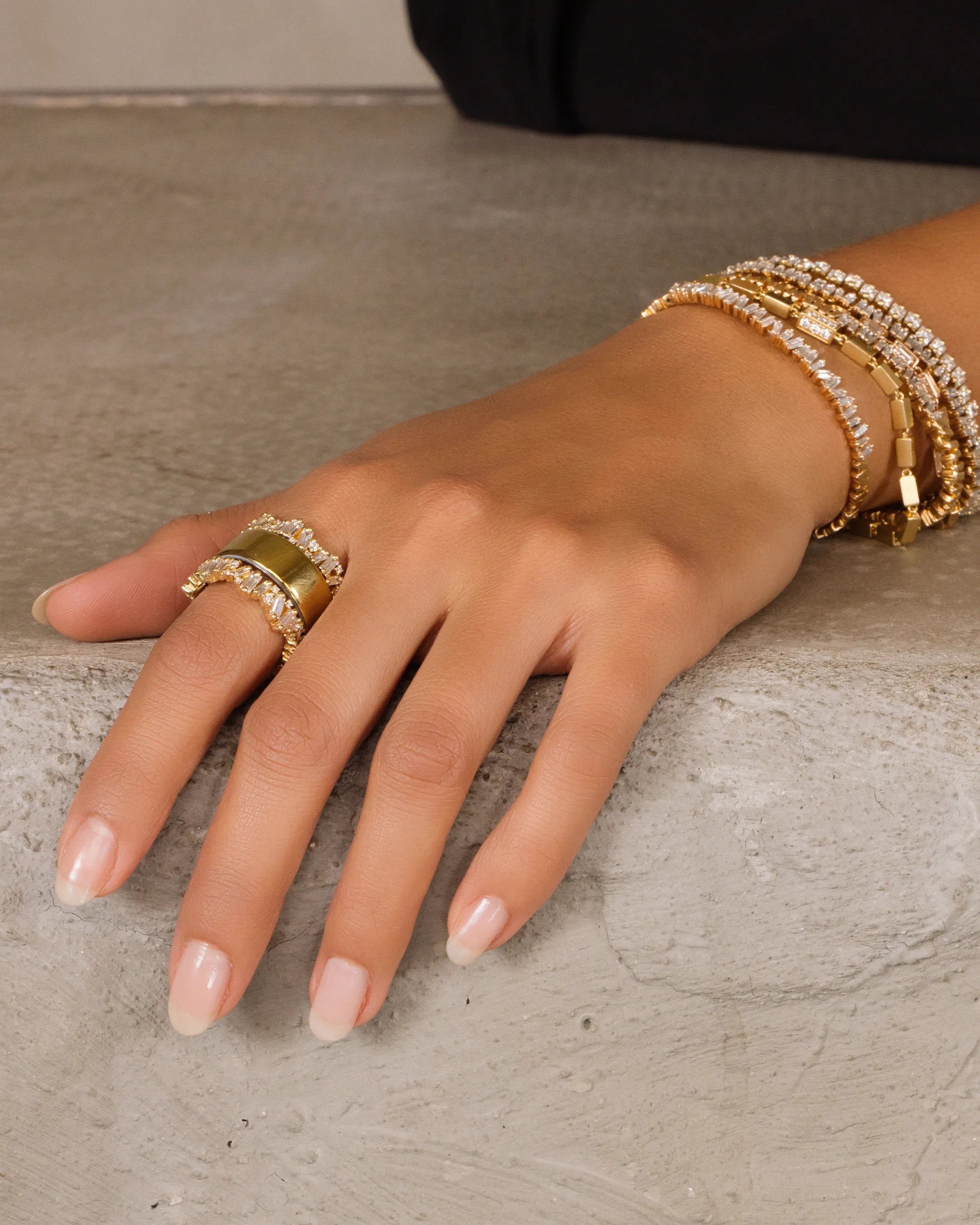 Suzanne Kalan Classic Diamond Milli Icon Eternity Ring Jackets in 18k yellow gold