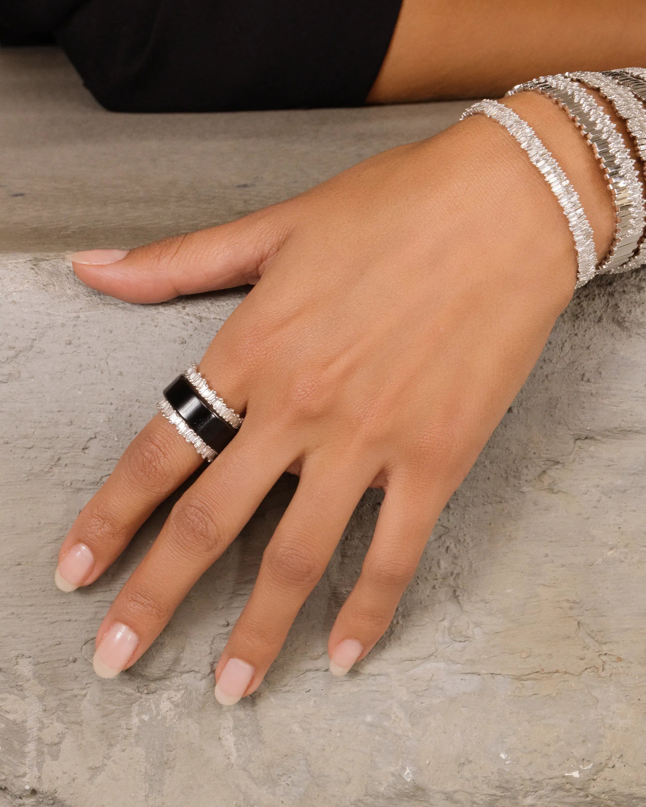 Suzanne Kalan Classic Diamond Midi Baguette Eternity Ring Jackets in 18k white gold