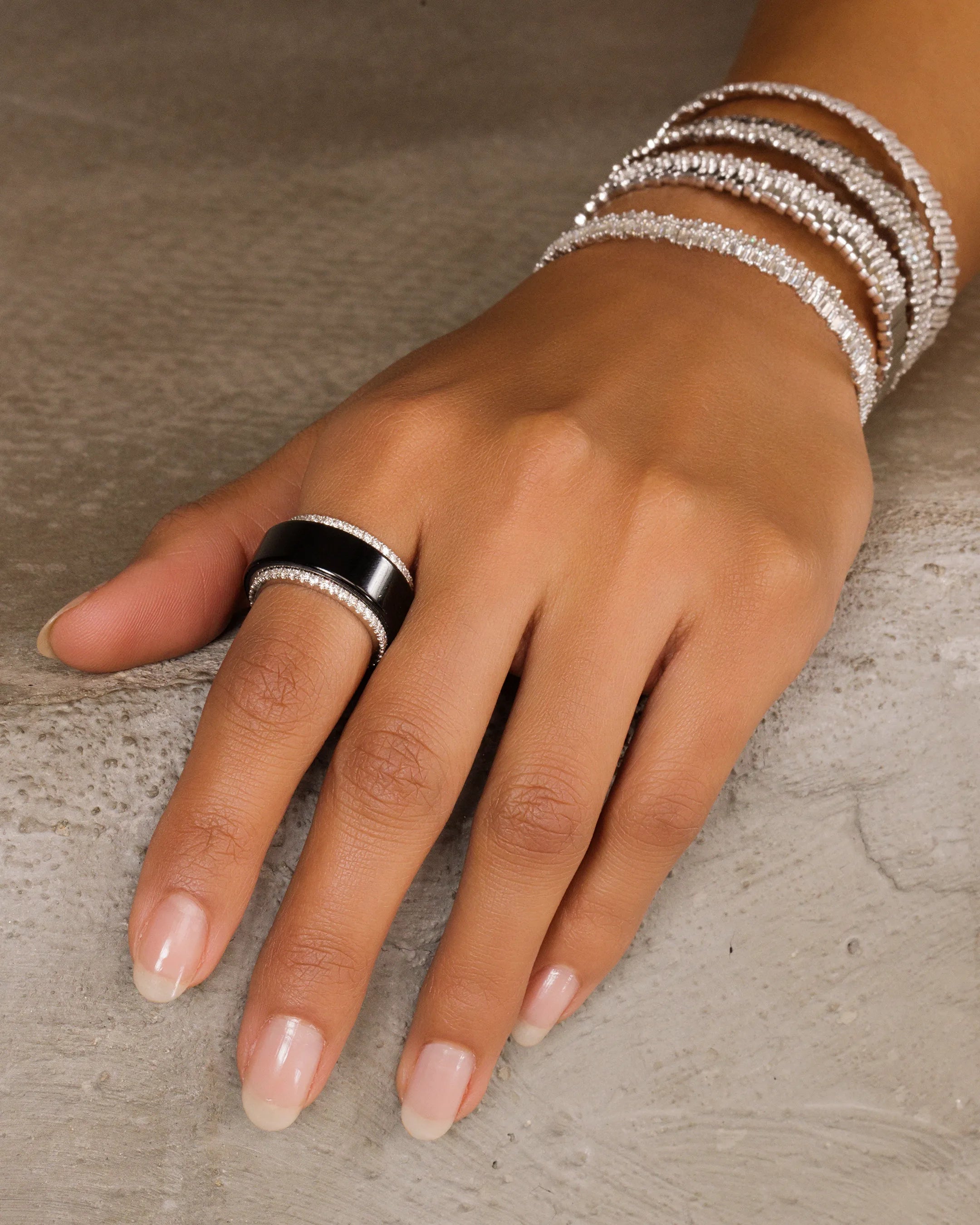 Suzanne Kalan Classic Pave Diamond Midi Eternity Ring Jackets in 18k white gold