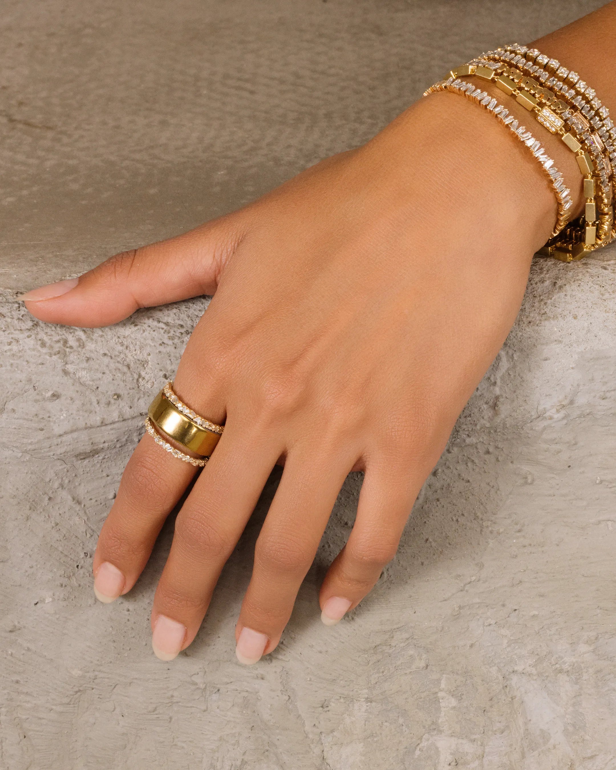 Suzanne Kalan Classic Diamond Thin Mix Eternity Ring Jackets in 18k yellow gold