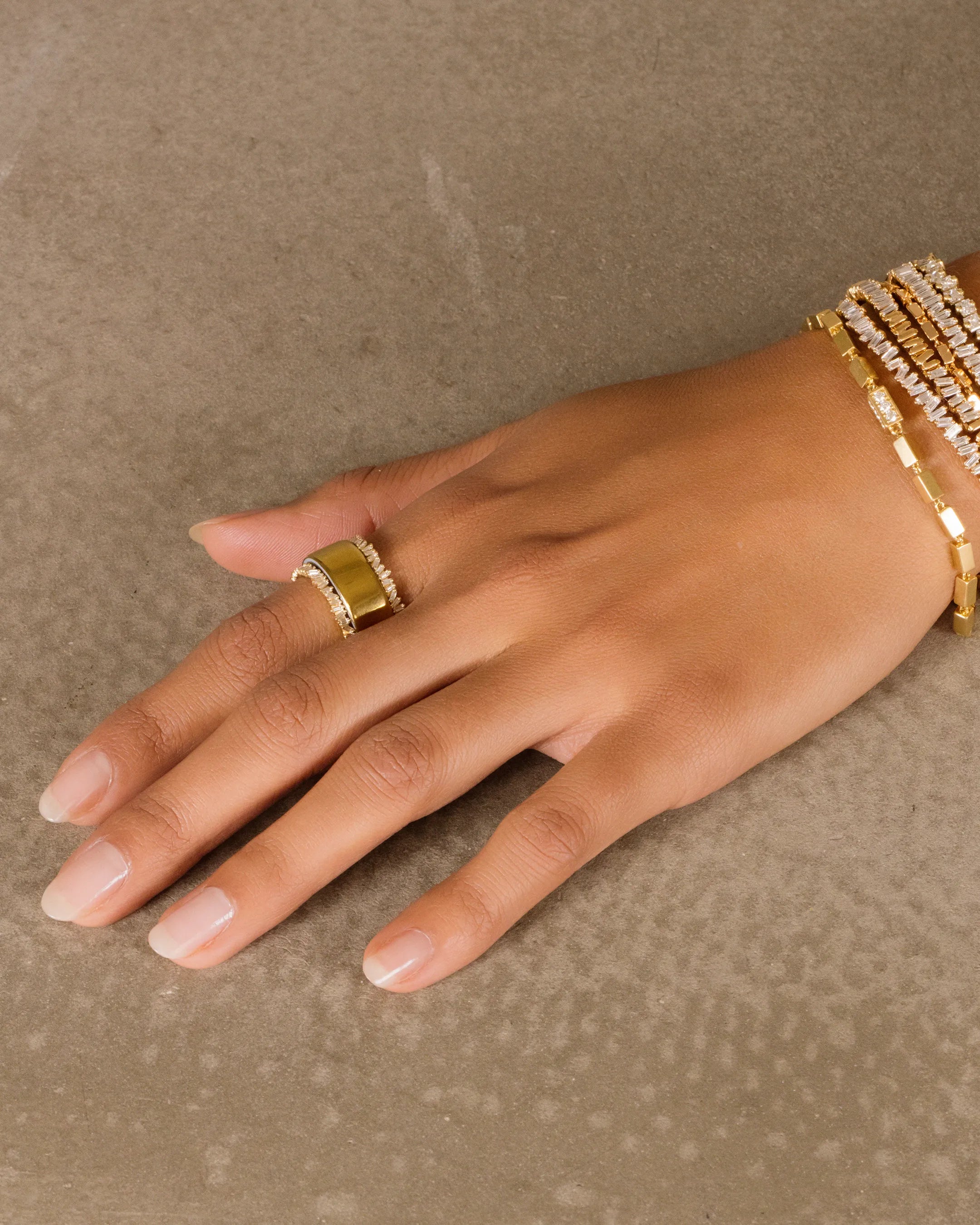 Suzanne Kalan Classic Diamond Mini Baguette Eternity Ring Jackets in 18k yellow gold