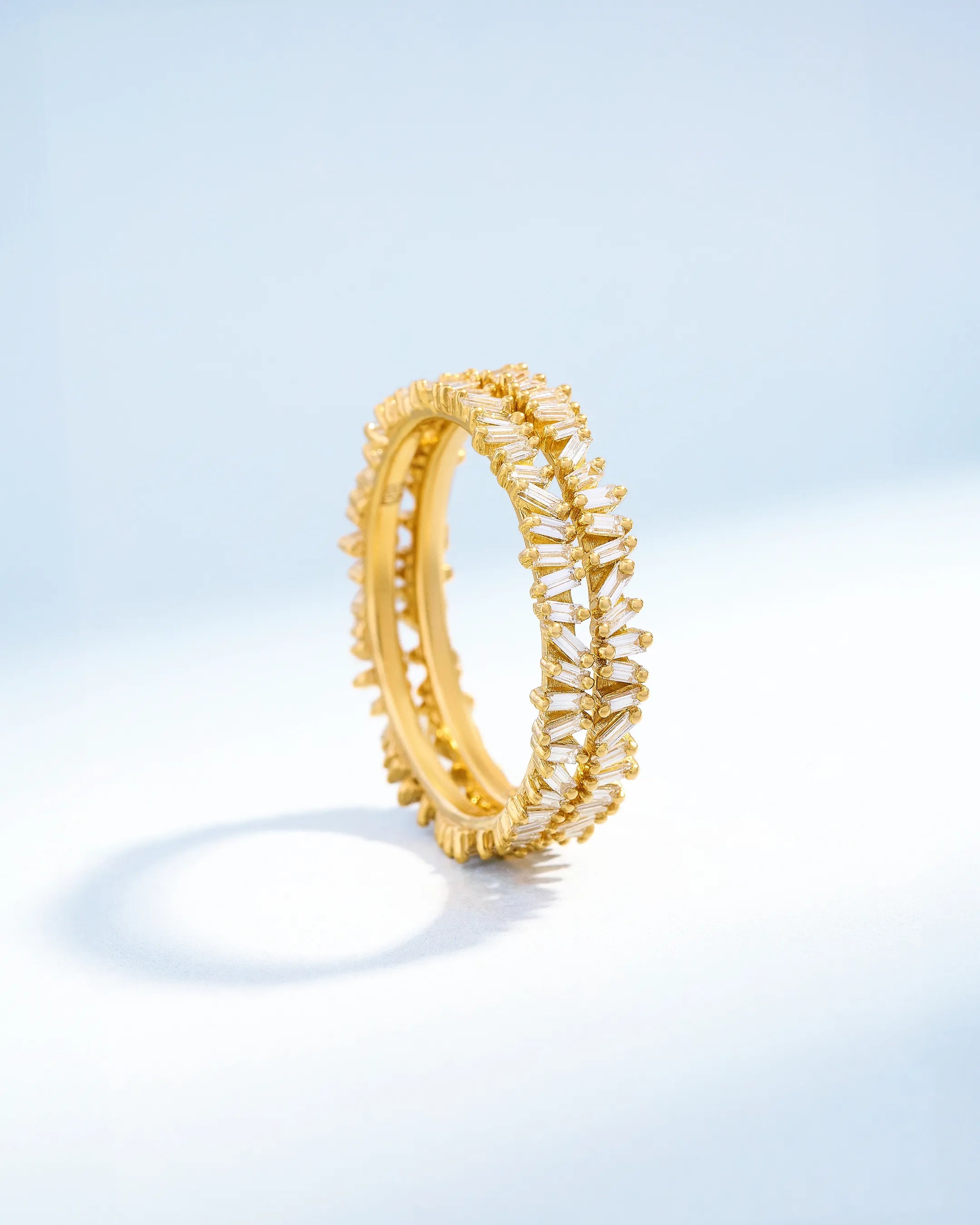 Suzanne Kalan Classic Diamond Mini Baguette Eternity Ring Jackets in 18k yellow gold