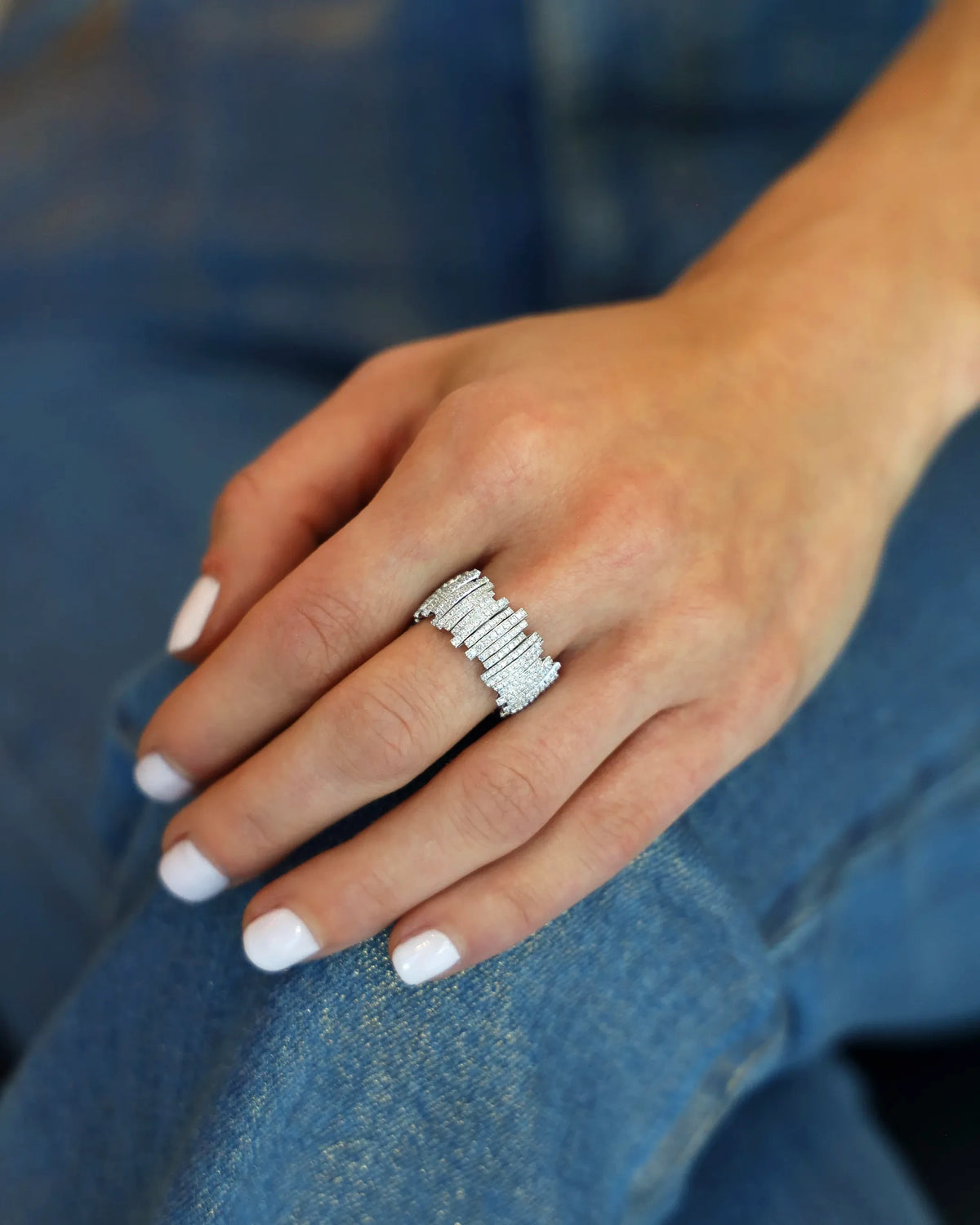 Suzanne Kalan Classic Gold Full Pave Milli Band in 18k white gold