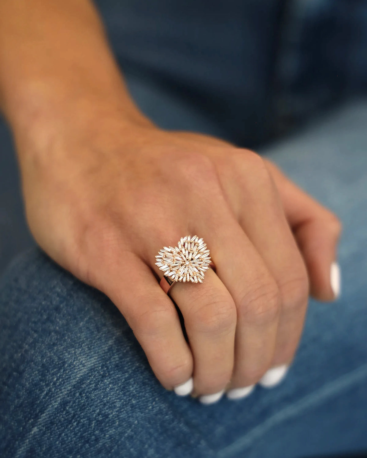 Suzanne Kalan Classic Diamond Medium Heart Ring in 18k rose gold